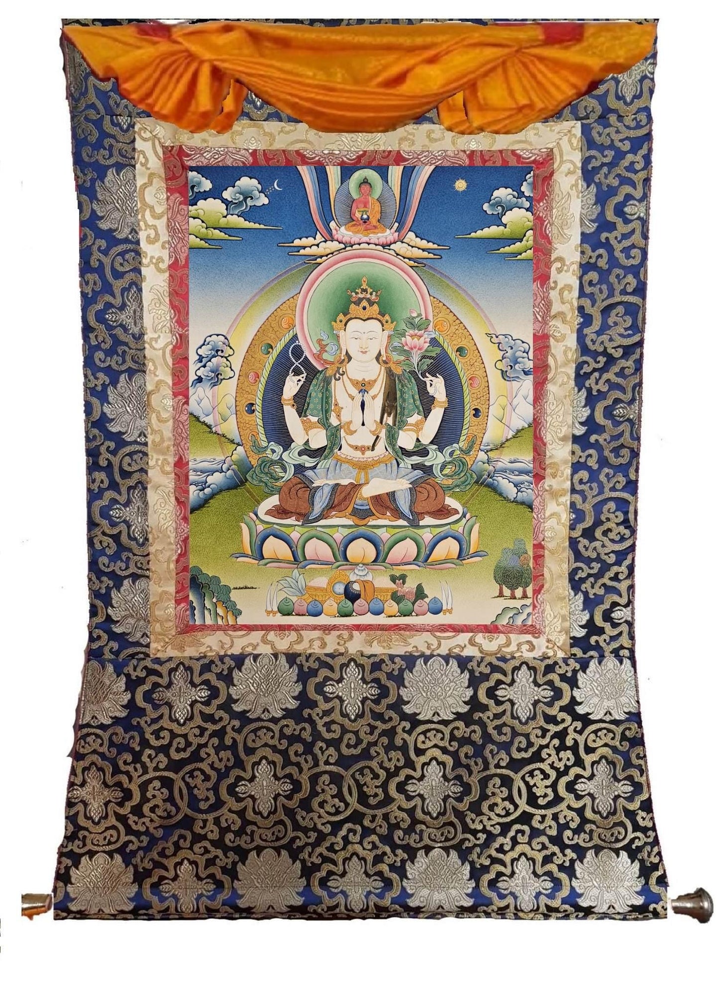 17. Chenrezig Thangka (Thanka). Free Brocade / Free Shipping.