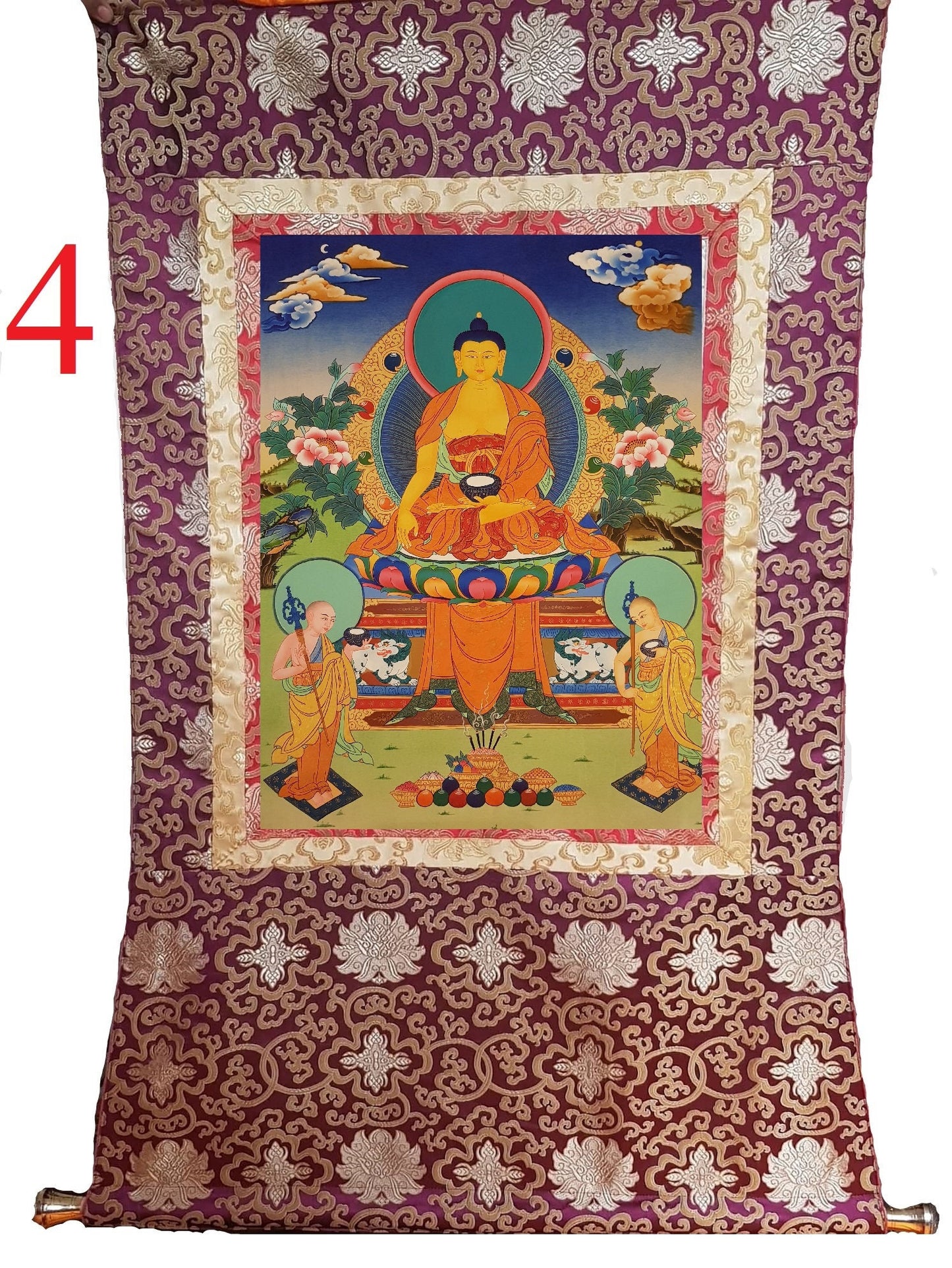 111. Shakyamuni Buddha Thangka (Thanka). Free Brocade / Free Shipping.