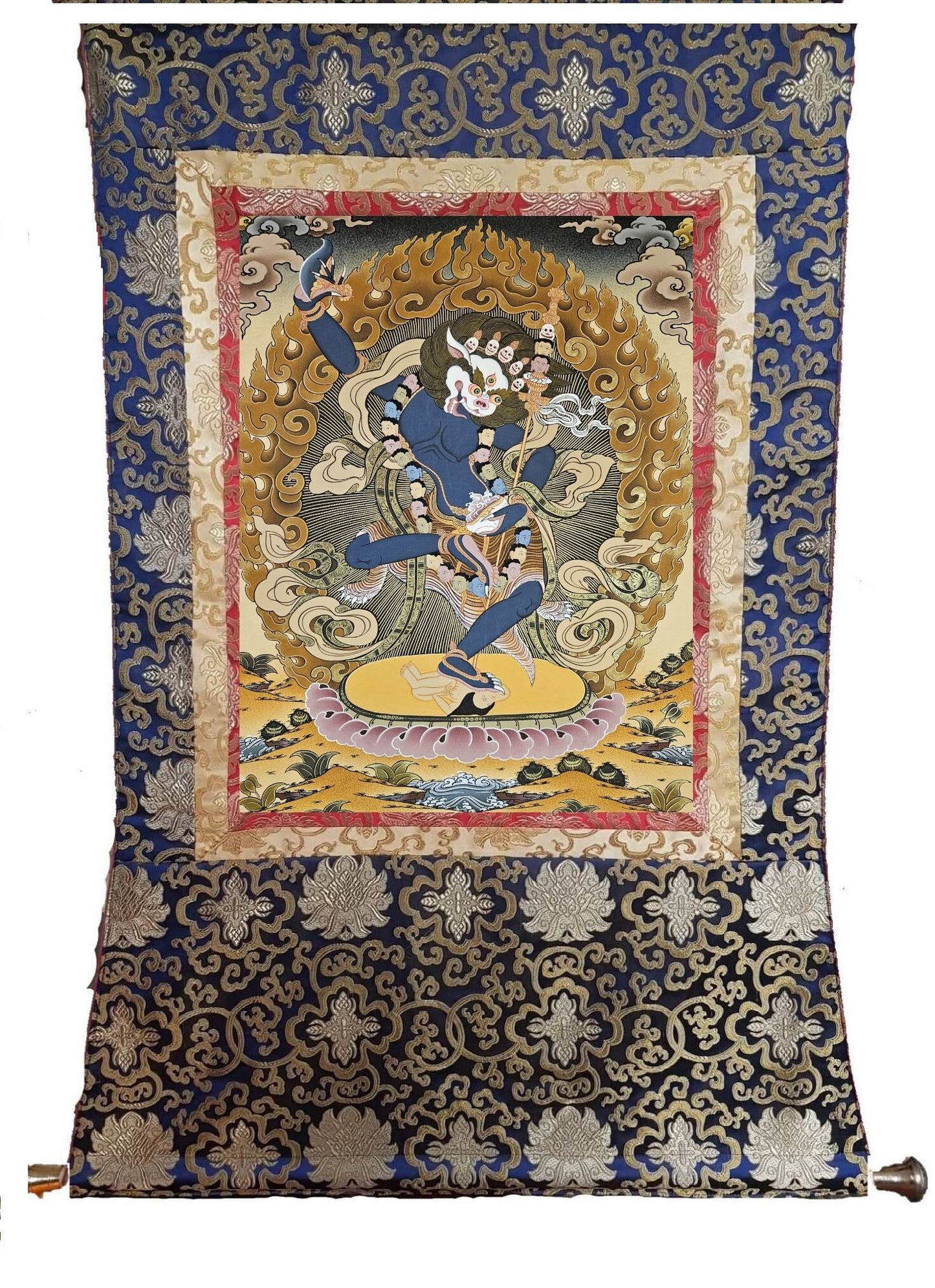 330. Simhamukha Senge Dongma (Lion-faced Dakini) Thanka (Thangka). Free Brocade / Free Shipping.
