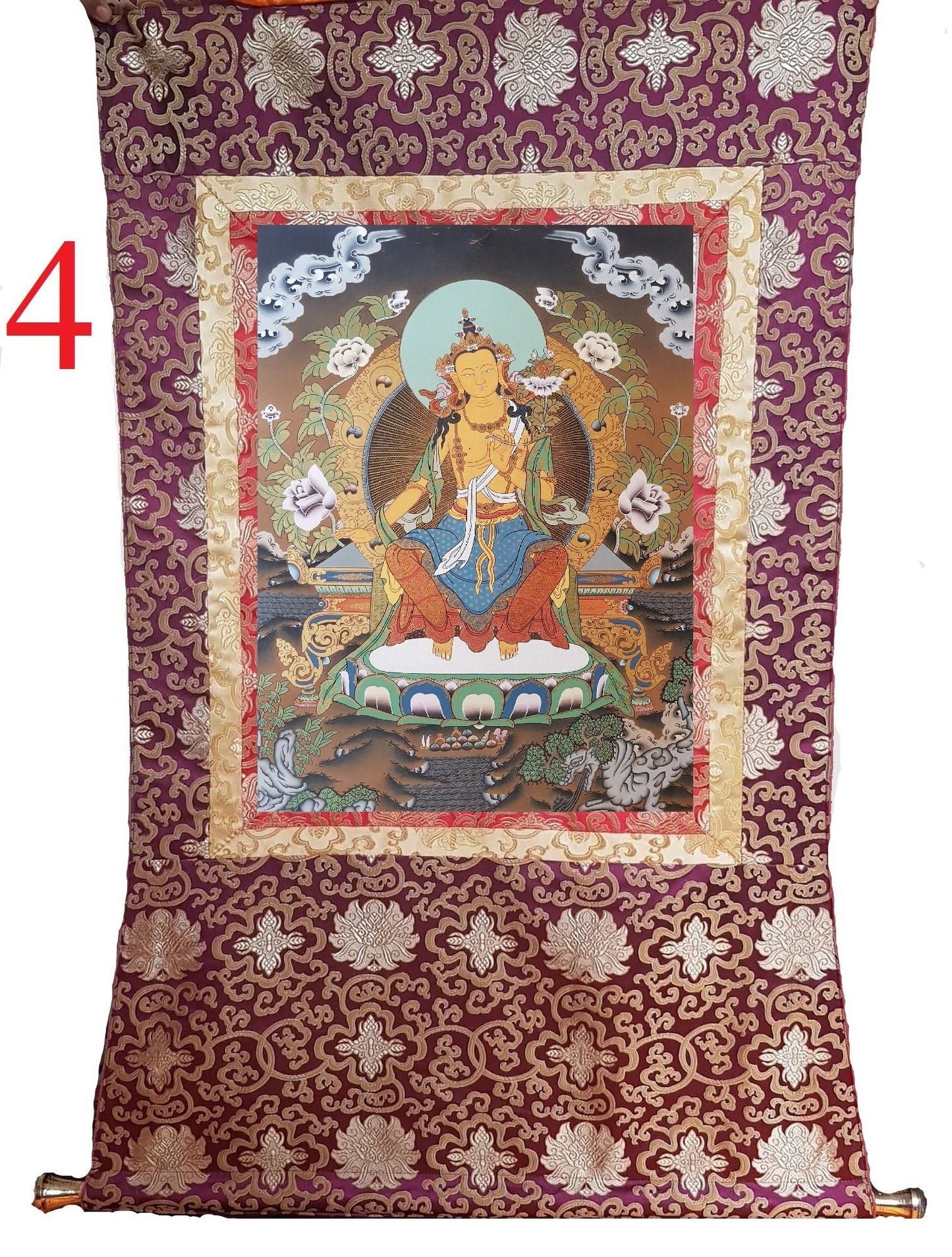 138. Maitreya (Metteyya) Buddha Thangka (Thanka). Free Brocade / Free Shipping.