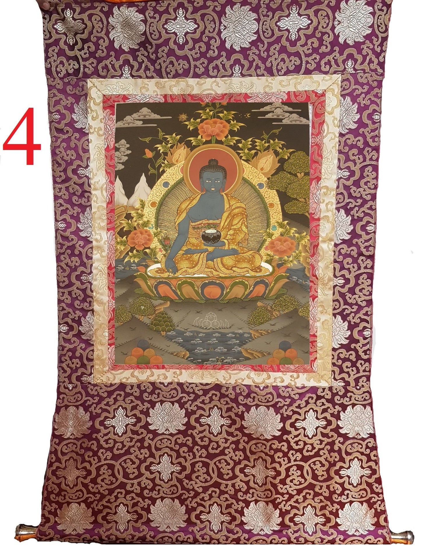 89. Medicine Buddha Thanka (Thangka). Free Brocade / Free Shipping.