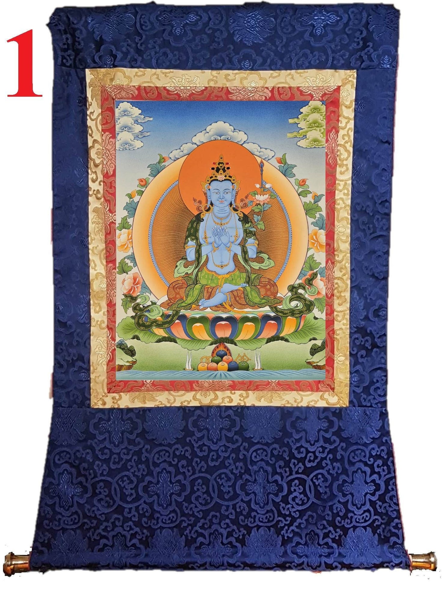 243. Akasagarbha Namkhai Nyingpo Thangka (Thanka). Free Brocade / Free Shipping.