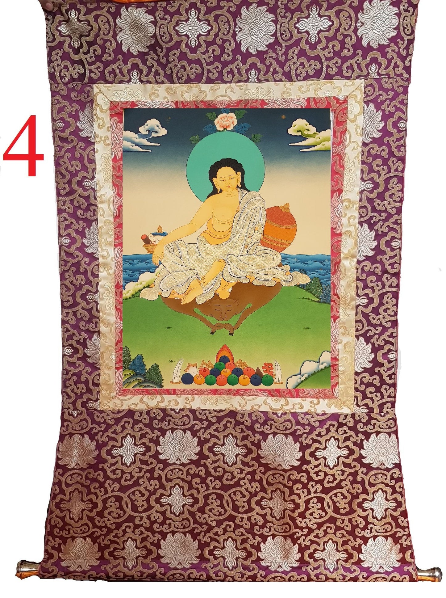 96. Milarepa Thangka (Thanka). Free Brocade / Free Shipping.