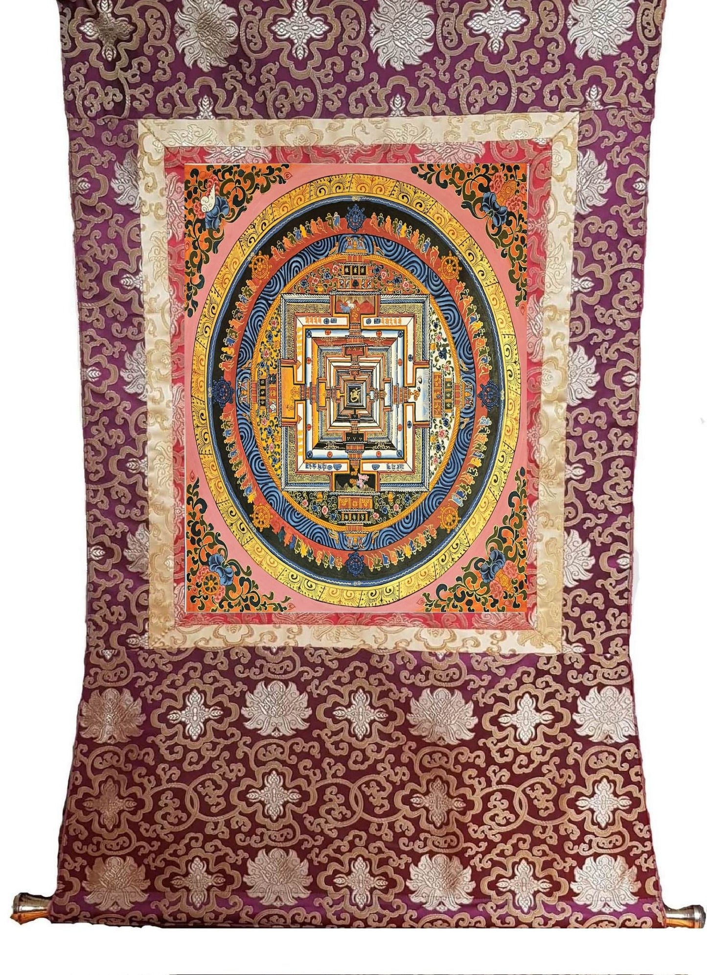344. Kalachakra Mandala Thangka (Thanka). Free Brocade / Free Shipping.