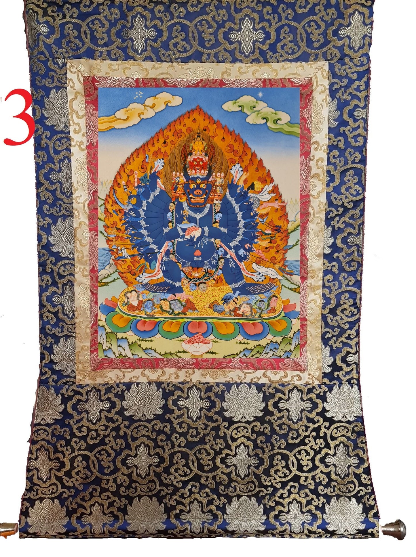 156. Yamantaka Thanka (Thangka). Free Brocade / Free Shipping.