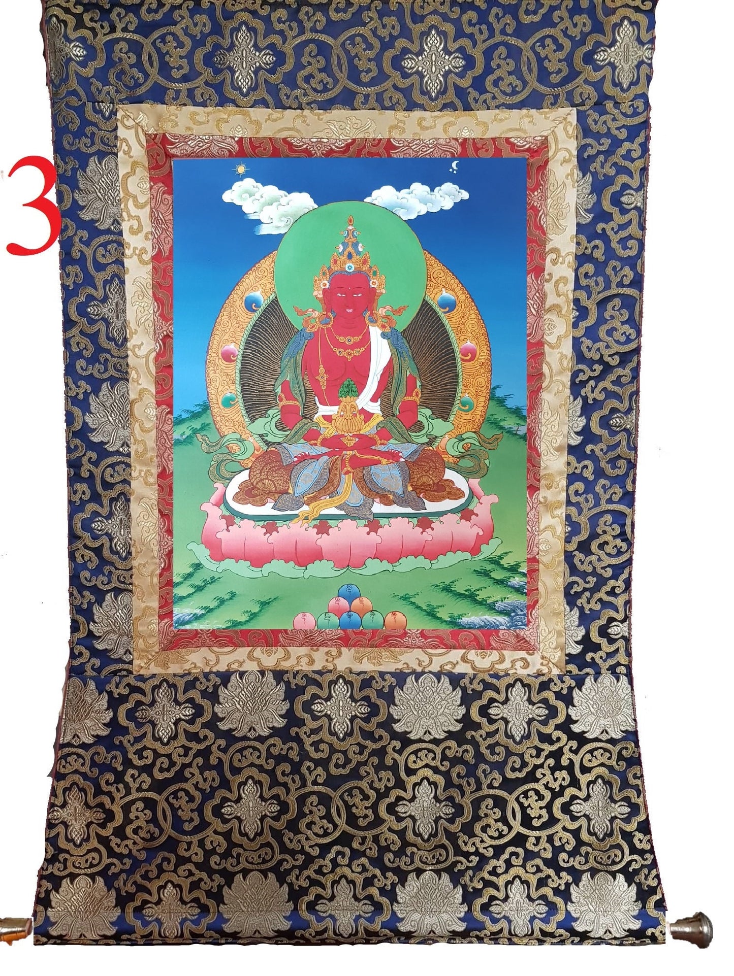 29. Amitayus Thangka (Thanka). Free Brocade / Free Shipping.