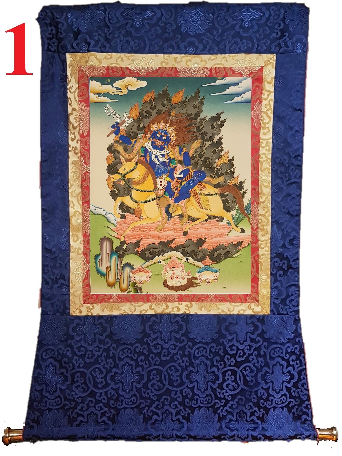 100. PALDEN LHAMO Thangka (Thanka). Free Brocade / Free Shipping.