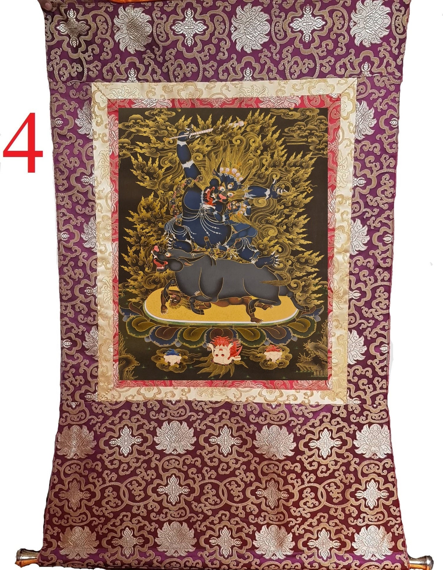 237. Kalarupa Yamaraja Thangka (Thanka). Free Brocade / Free Shipping.