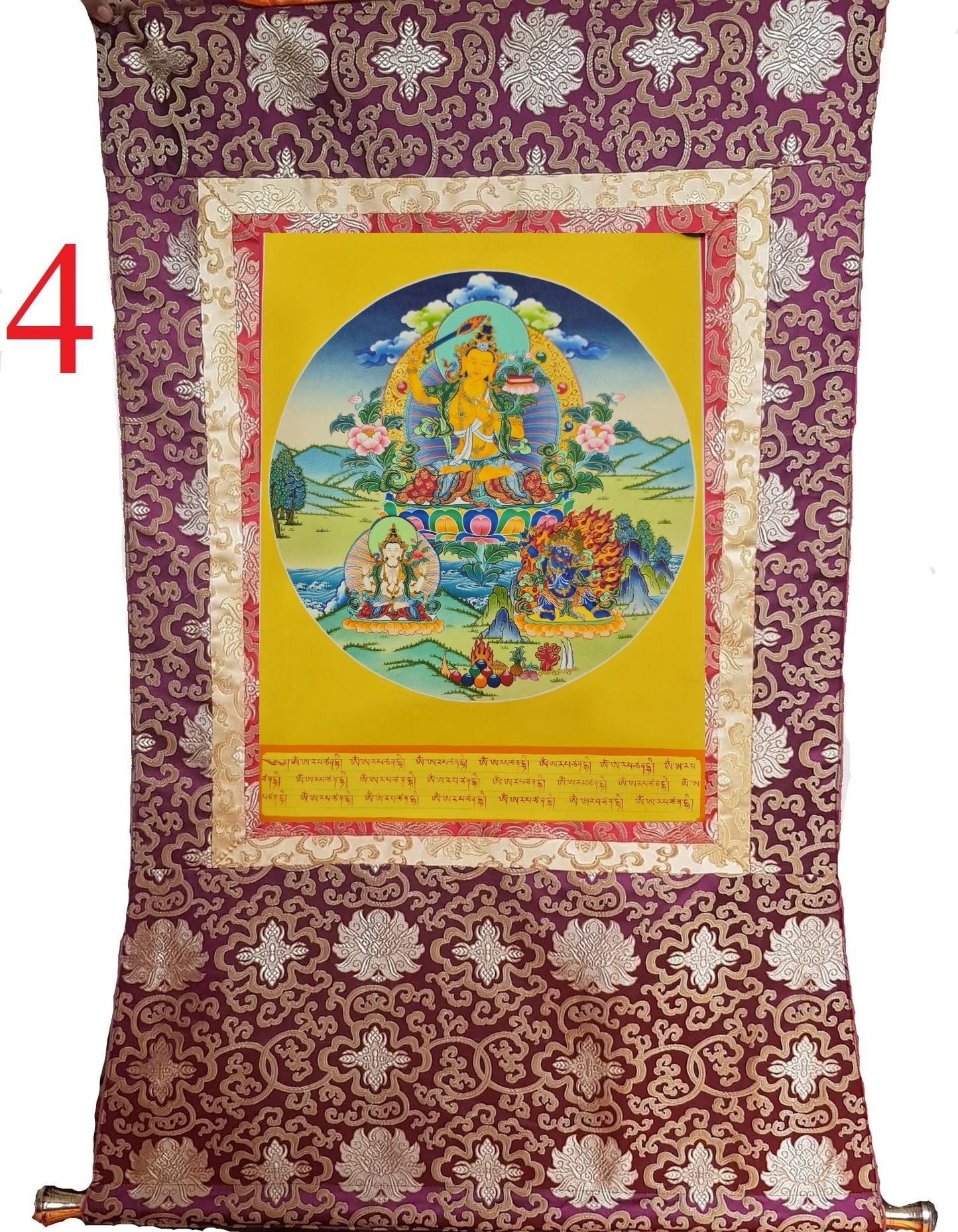 267. Manjushree (Manjushri) Thangka (Thanka). Free Brocade / Free Shipping.