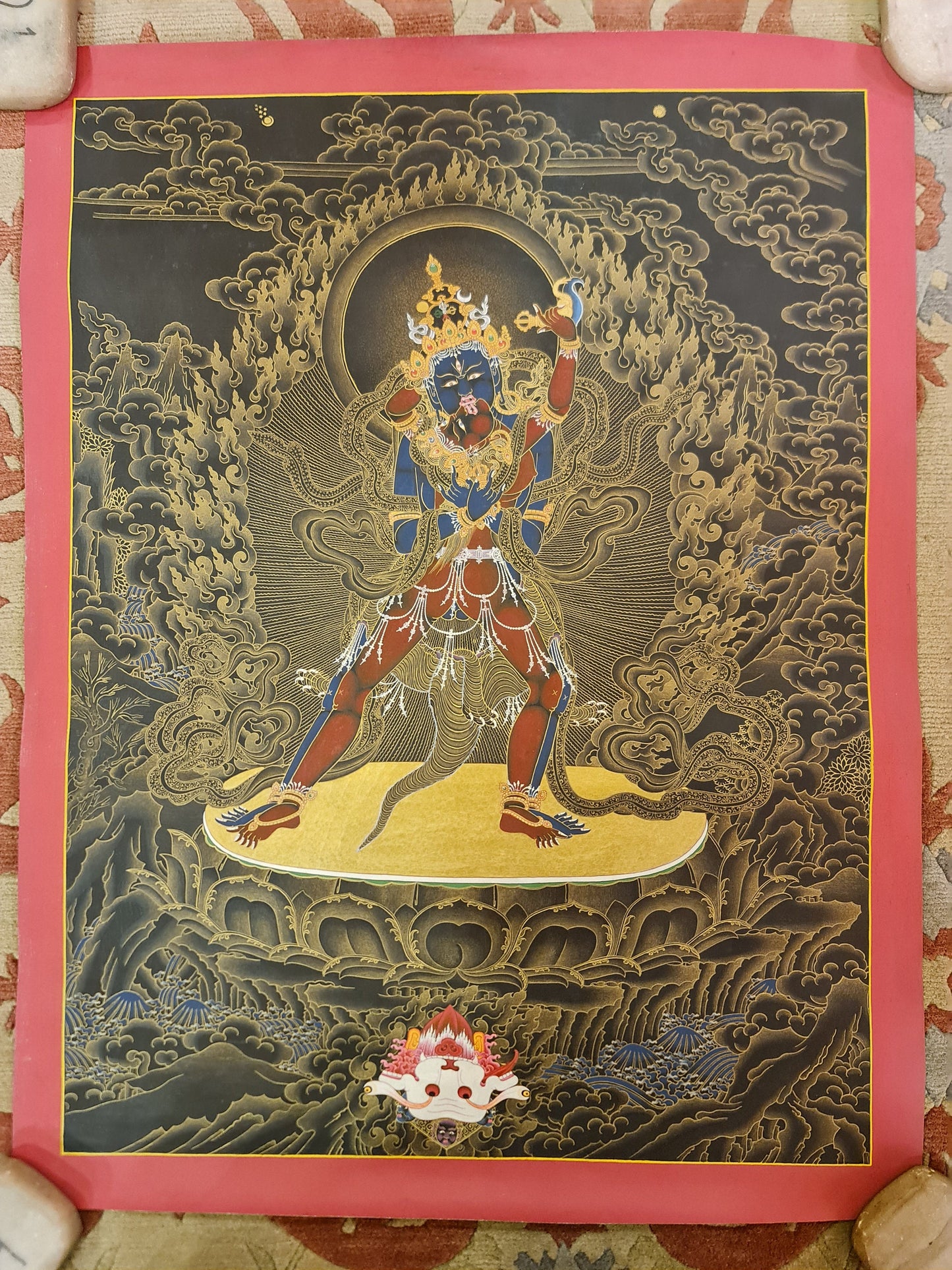 274. Two-Armed Heruka Chakrasamvara with Consort Thangka (Thanka). Free Brocade / Free Shipping.
