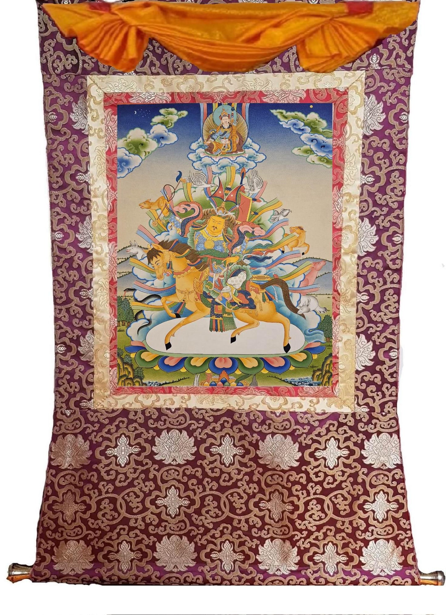 322. King Gesar Thangka (Thanka). Free Brocade / Free Shipping.