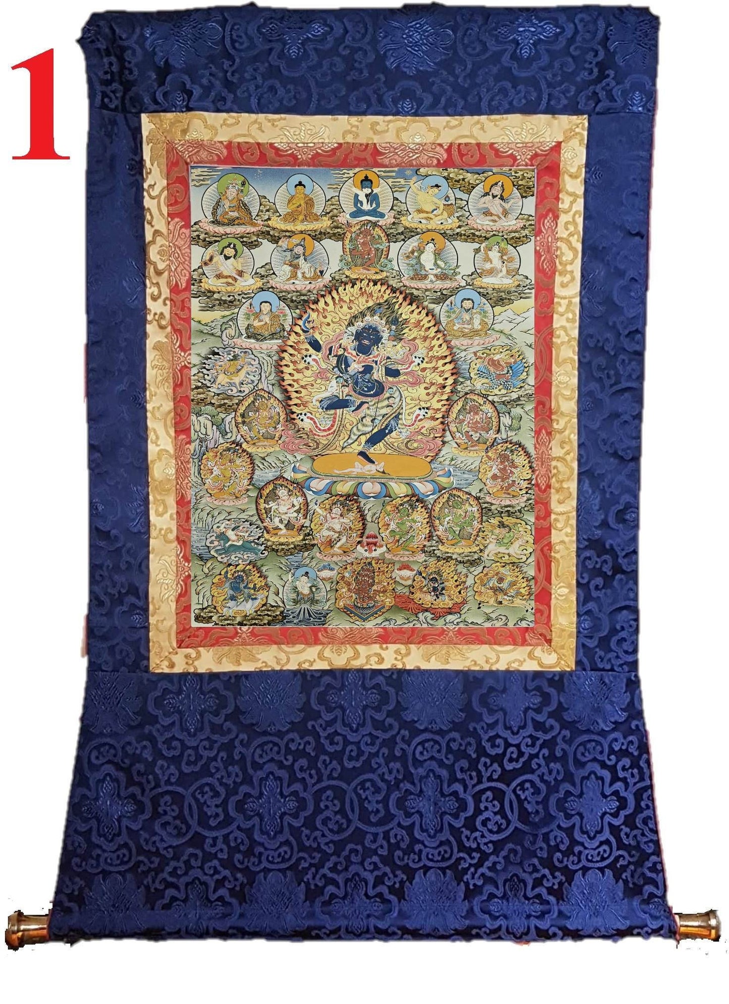 241. Troma Nagmo (Krodh Kali), the Black Wrathful Mother Thangka (Thanka). Free Brocade / Free Shipping.