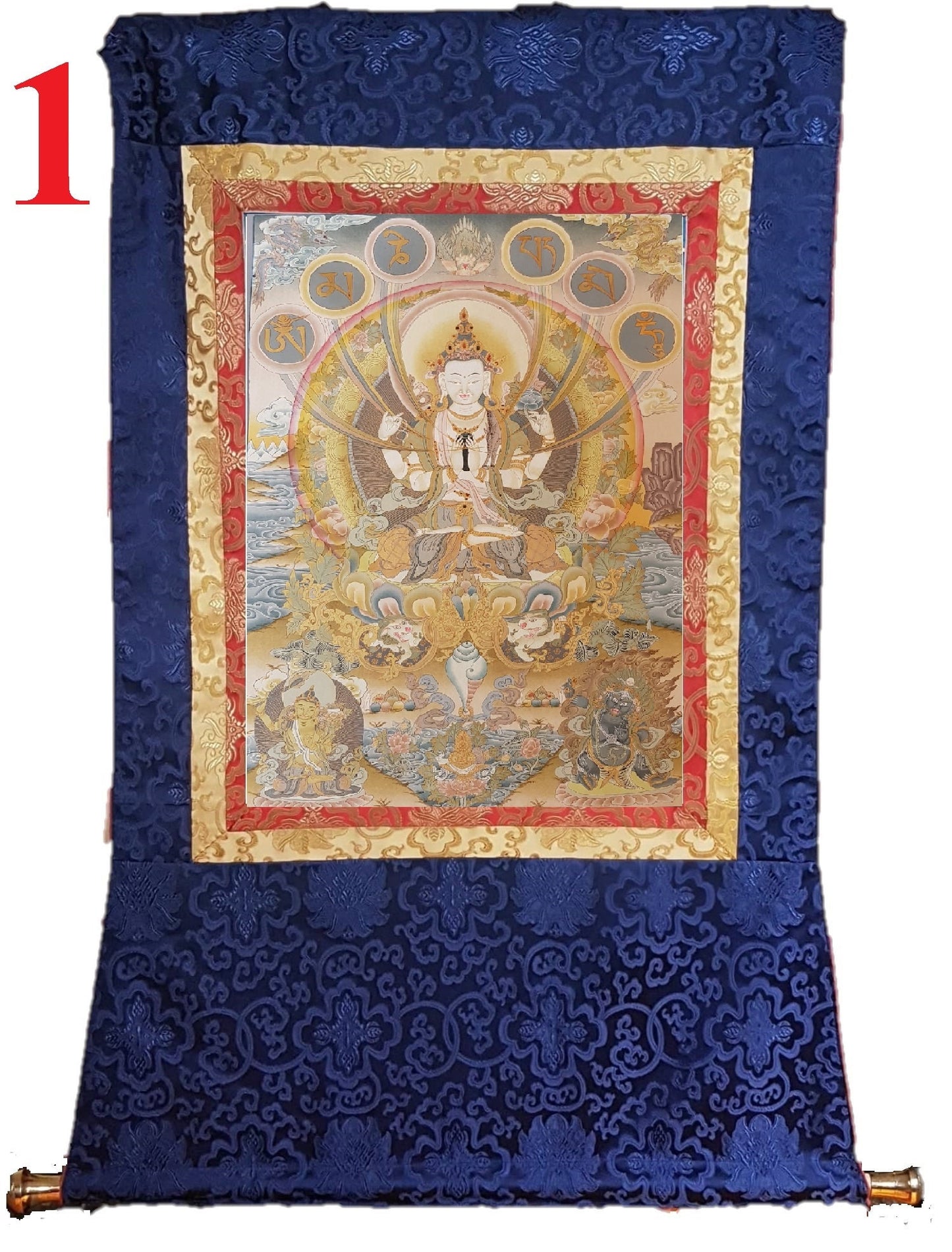 15. Chenrezig Thangka (Thanka). Free Brocade / Free Shipping.