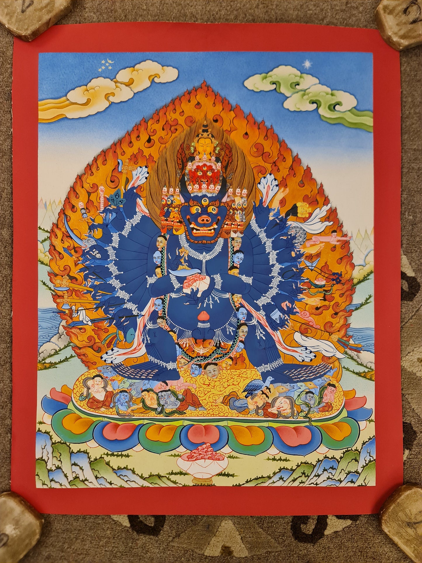 156. Yamantaka Thanka (Thangka). Free Brocade / Free Shipping.