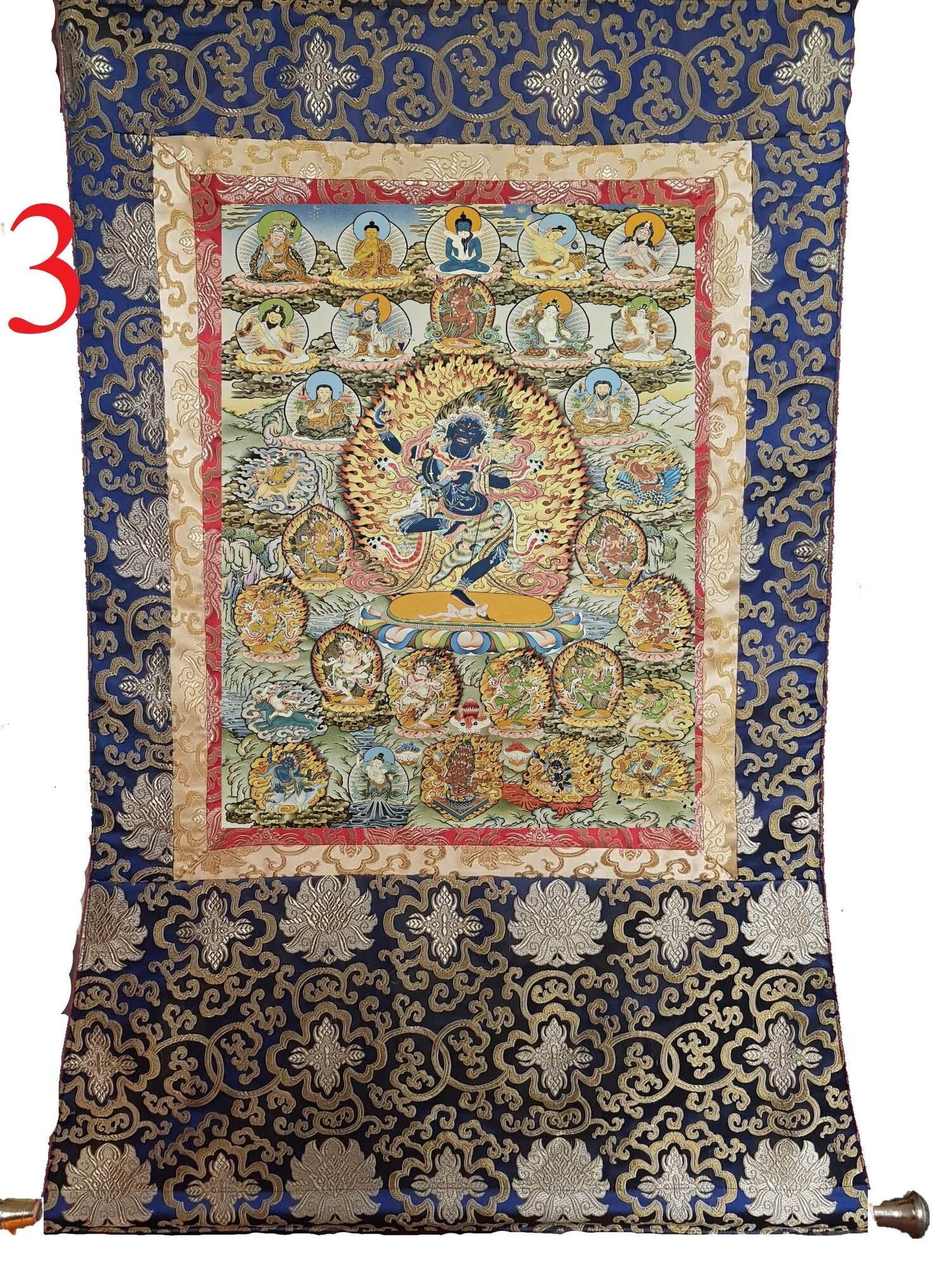 241. Troma Nagmo (Krodh Kali), the Black Wrathful Mother Thangka (Thanka). Free Brocade / Free Shipping.