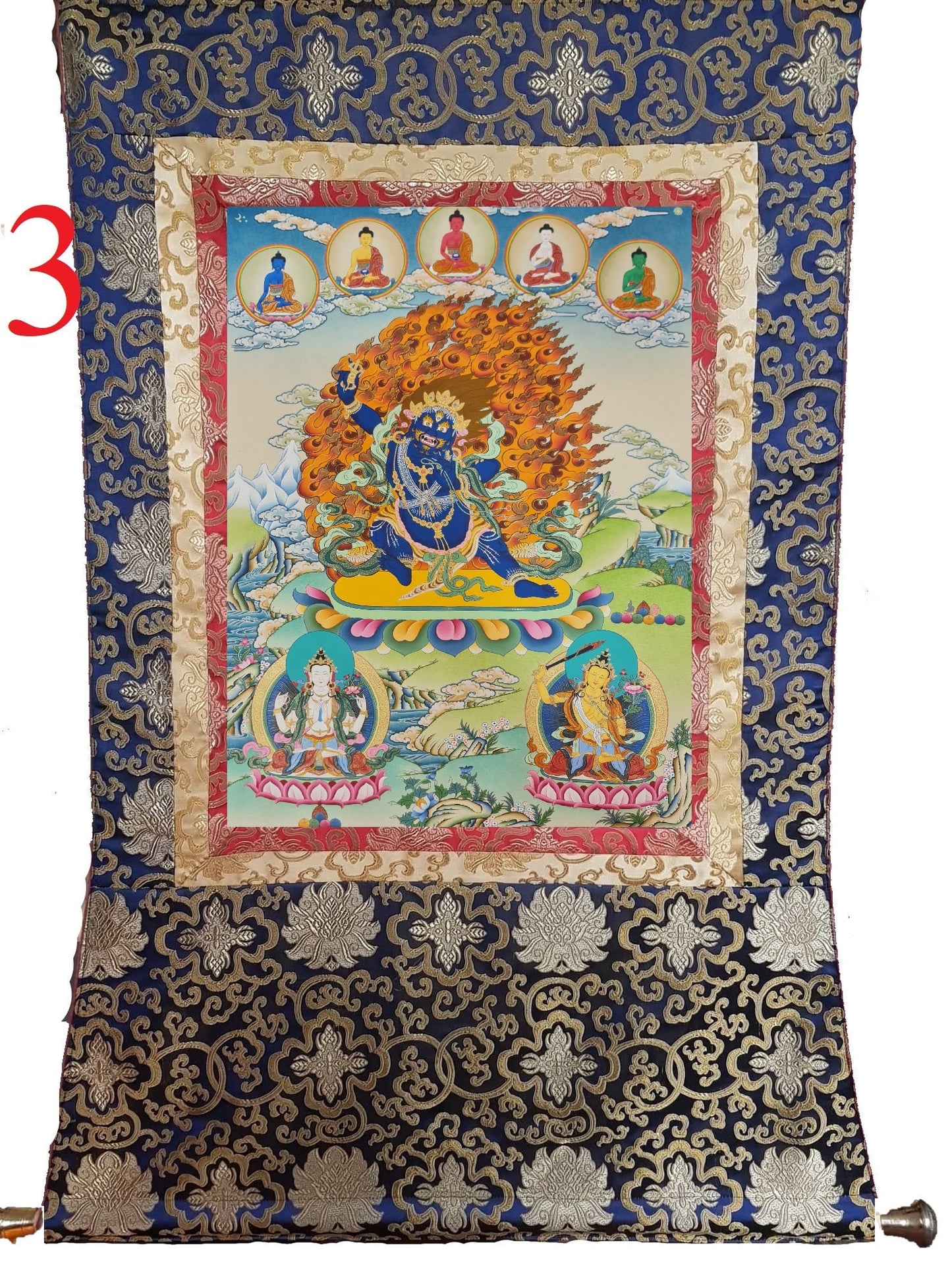 50. Vajrapani Thangka (Thanka). Free Brocade / Free Shipping.