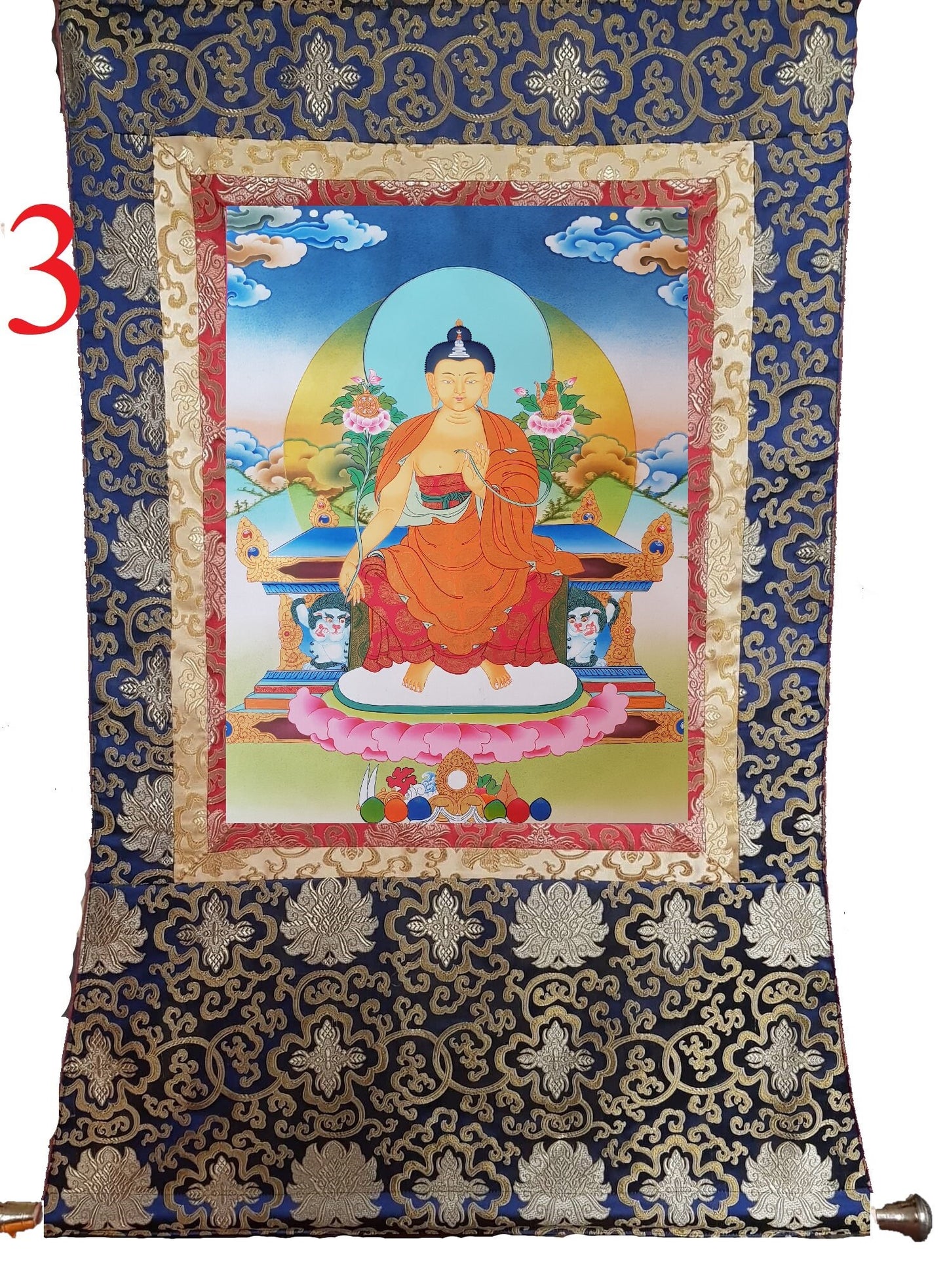 136. Maitreya (Metteyya) Buddha Thangka (Thanka). Free Brocade / Free Shipping.