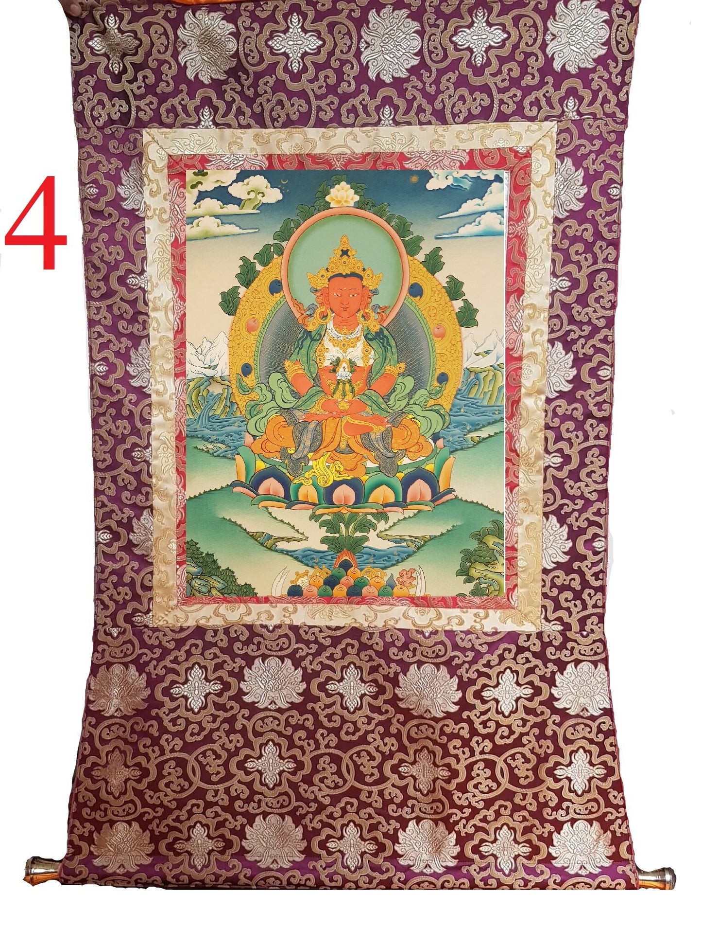 32. Amitayus Thangka (Thanka). Free Brocade / Free Shipping.