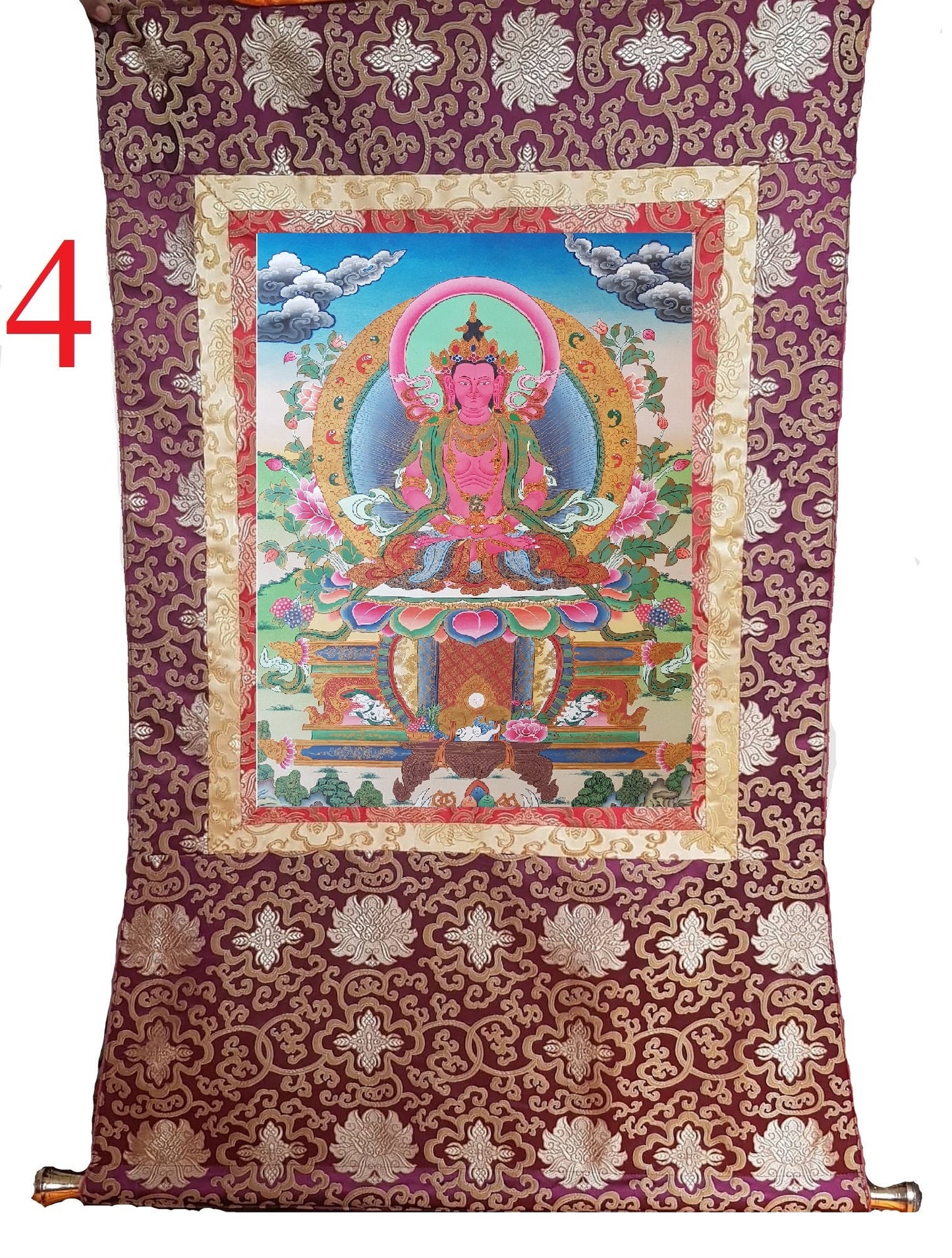 6. Amitayus Thangka (Thanka). Free Brocade / Free Shipping.