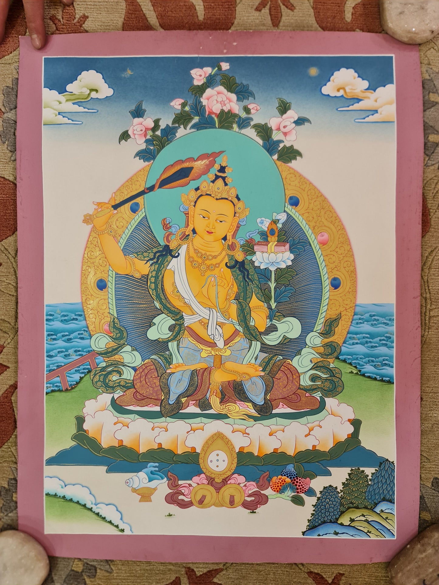 81. Manjushree (Manjushri) Thangka (Thanka). Free Brocade / Free Shipping.