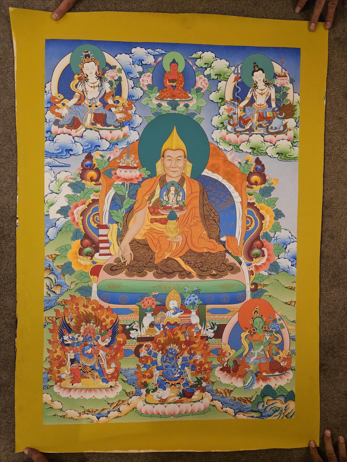 14th Dalai Lama Jetsun Jamphel Ngawang Lobsang Yeshe Tenzin Gyatso Gyalwa Rinpoche. Free Brocade / Free Shipping.