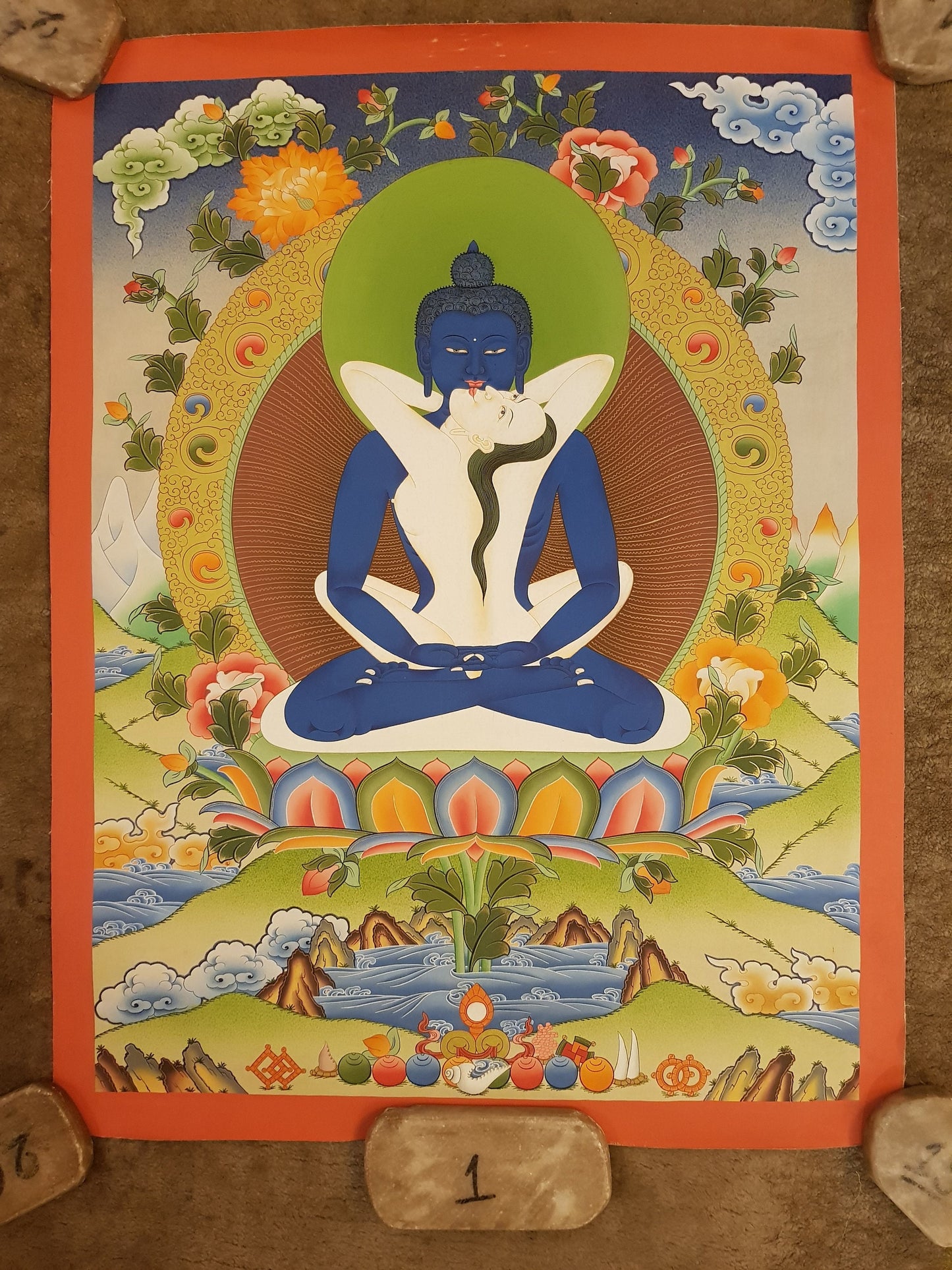 103. Samantabhadra Thangka (Thanka). Free Brocade / Free Shipping.