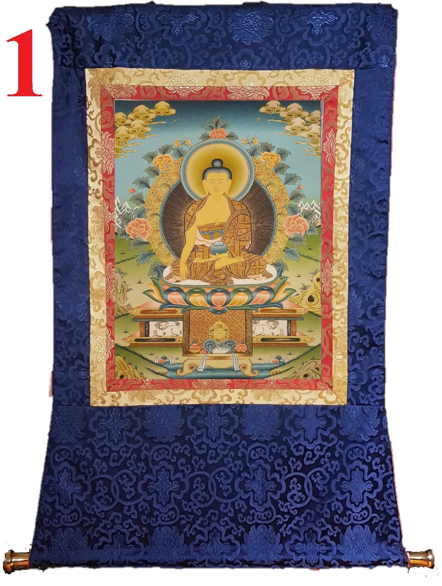 118. Shakyamuni Buddha Thangka (Thanka). Free Brocade / Free Shipping.
