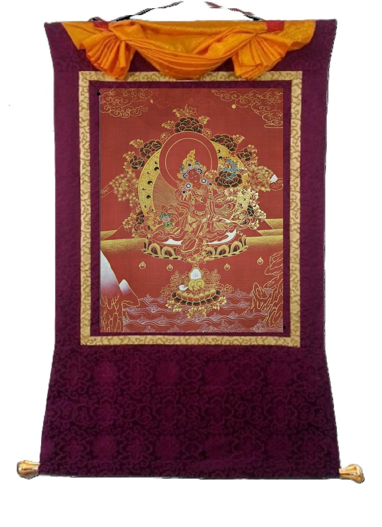 337. Red Tara Thangka (Thanka). Free Brocade / Free Shipping.