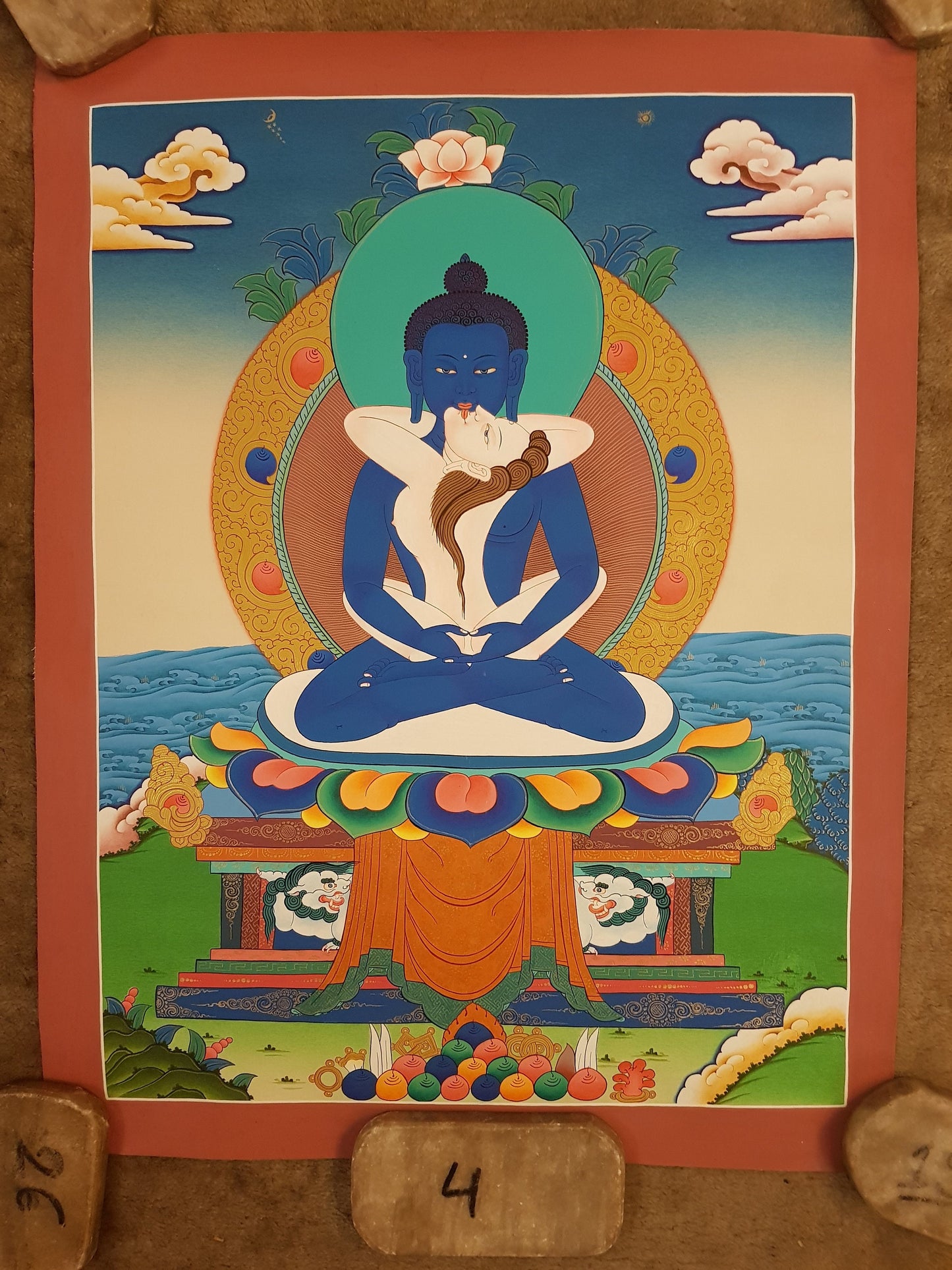 106. Samantabhadra Thangka (Thanka). Free Brocade / Free Shipping.