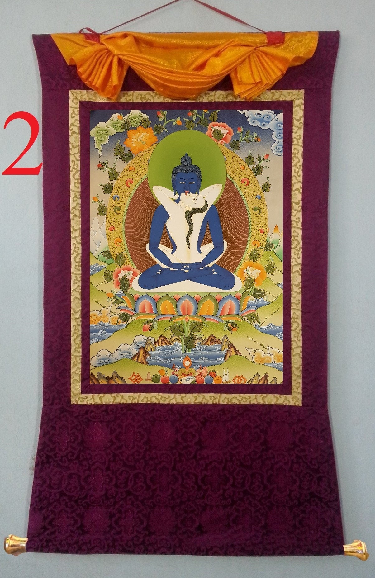 103. Samantabhadra Thangka (Thanka). Free Brocade / Free Shipping.