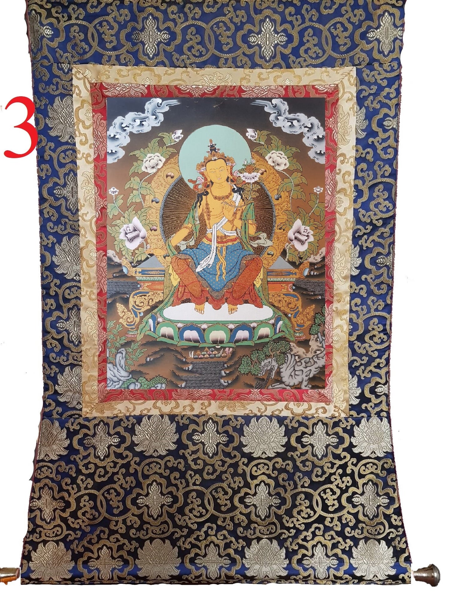 138. Maitreya (Metteyya) Buddha Thangka (Thanka). Free Brocade / Free Shipping.