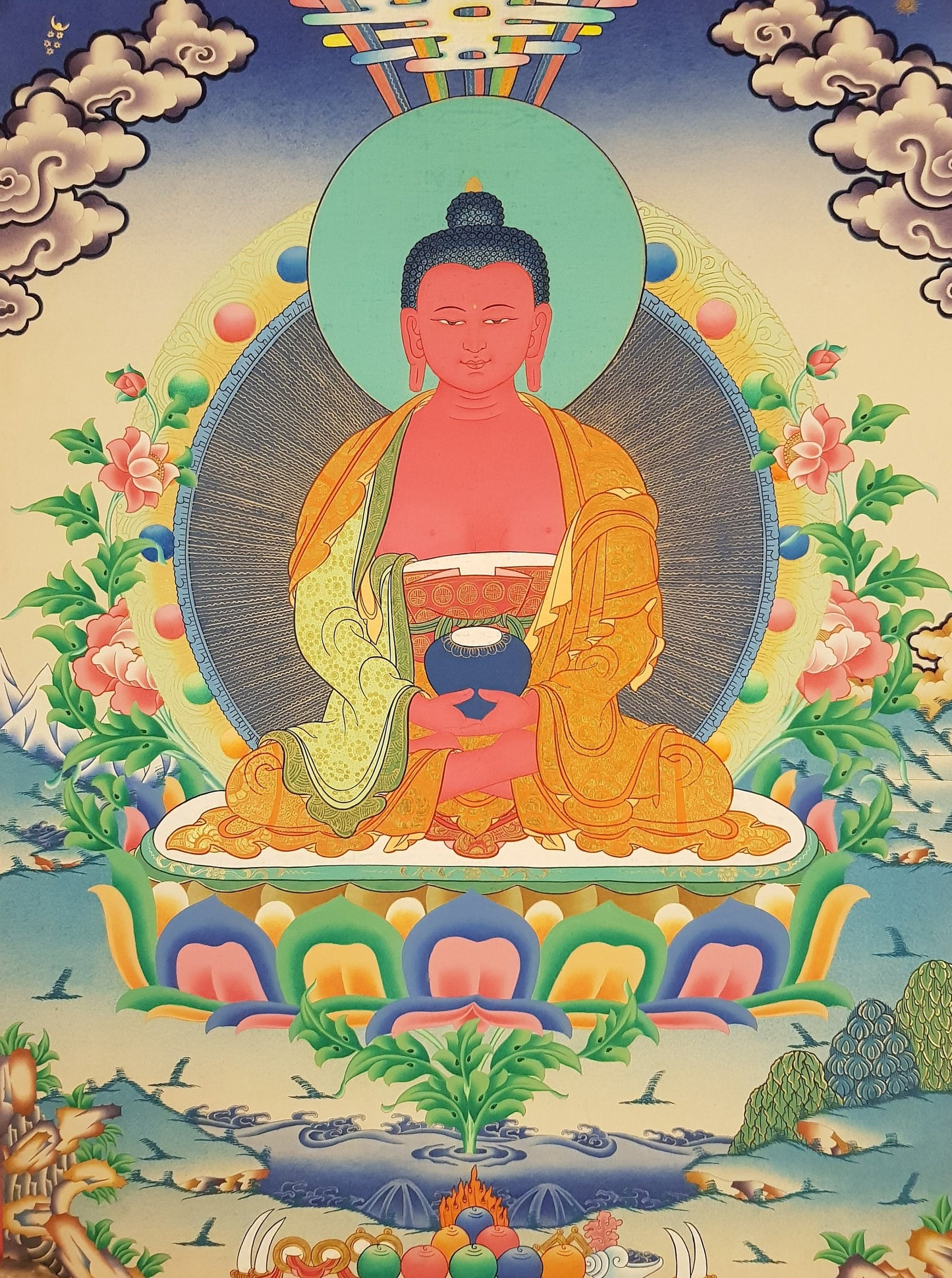 28. Amitabha Buddha Thangka (Thanka). Free Brocade / Free Shipping.