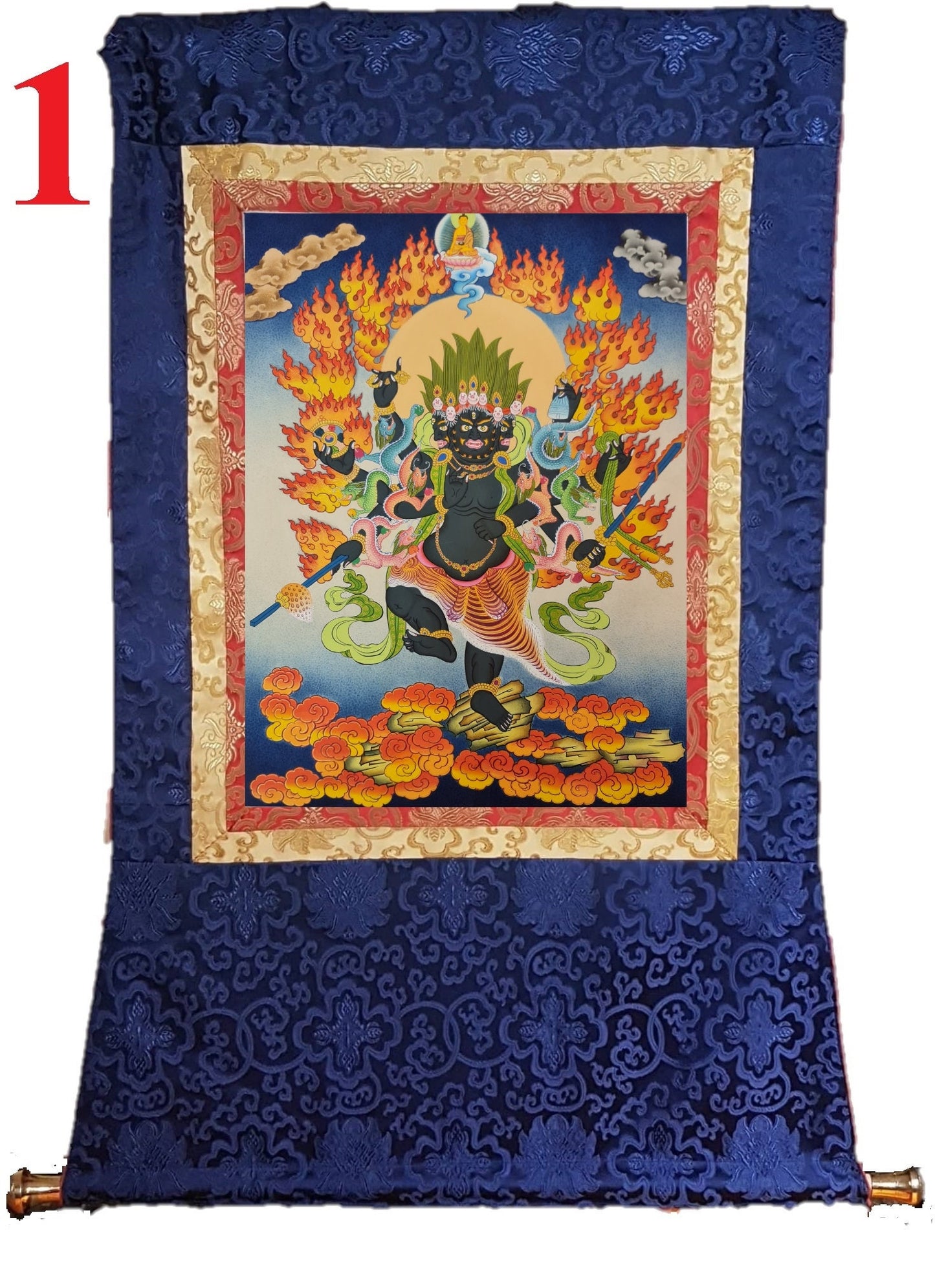 277. Aakash Bhairav Thanka (Thangka). Free Brocade / Free Shipping.
