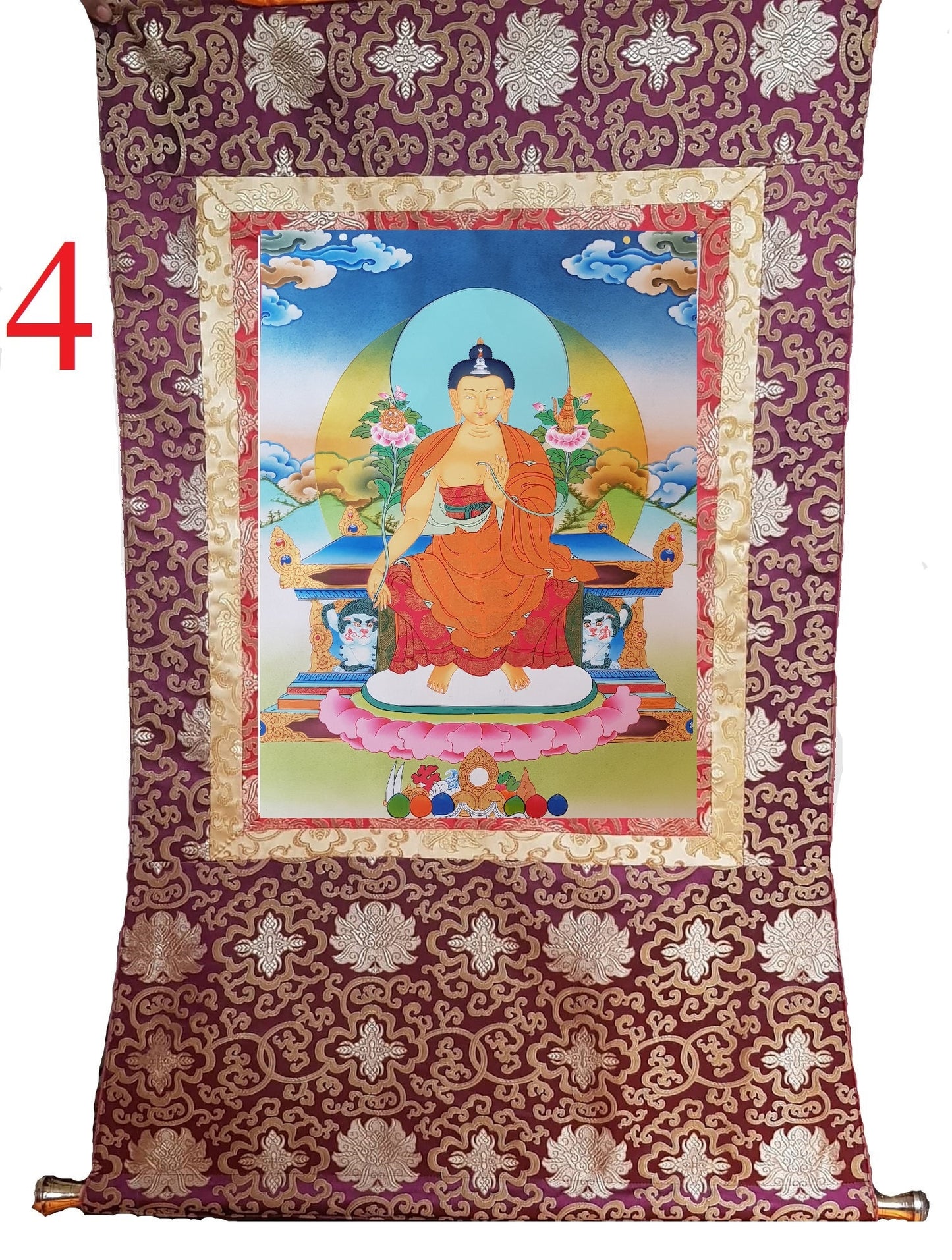 136. Maitreya (Metteyya) Buddha Thangka (Thanka). Free Brocade / Free Shipping.