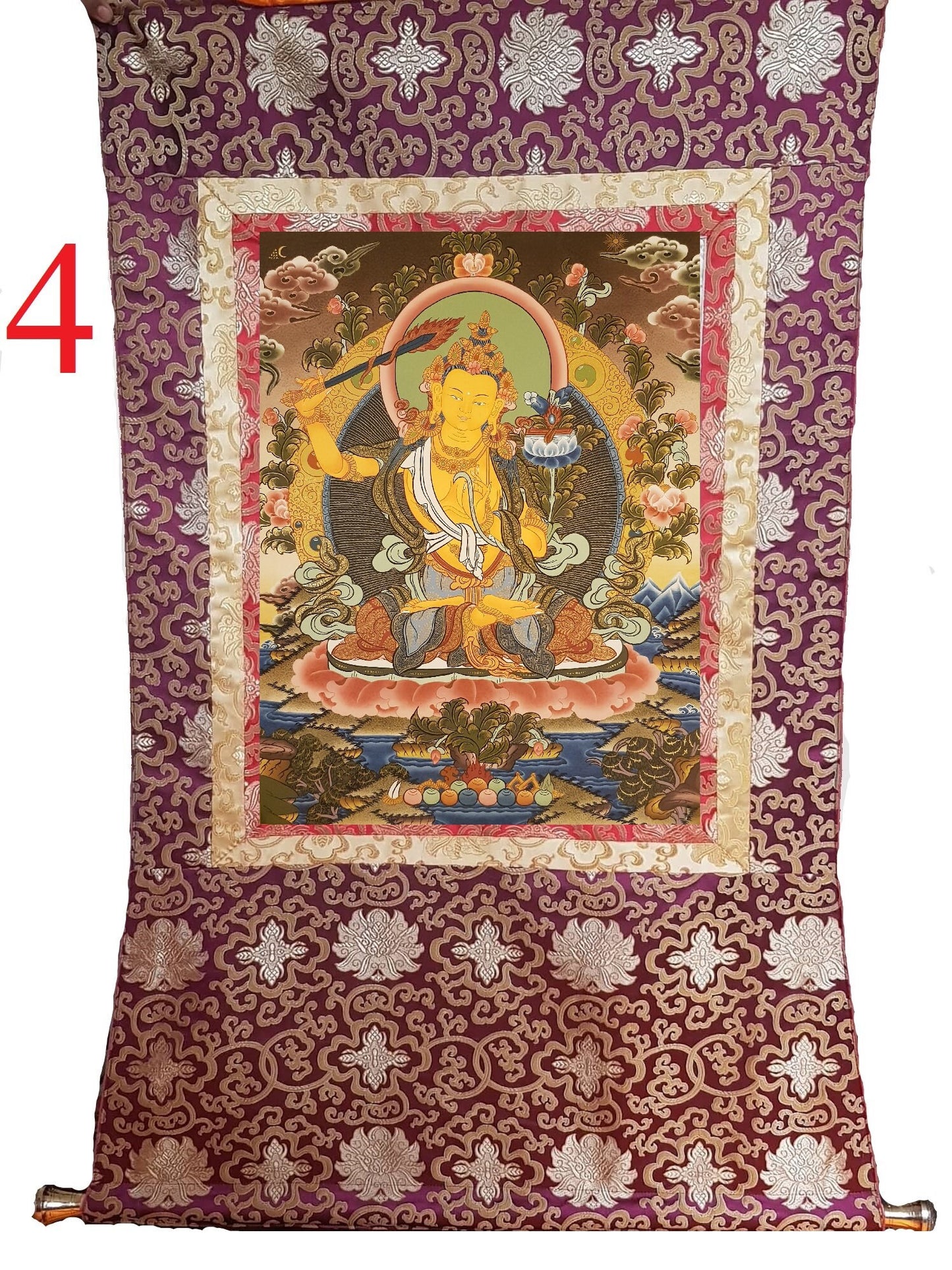 79. Manjushree (Manjushri) Thangka (Thanka). Free Brocade / Free Shipping.