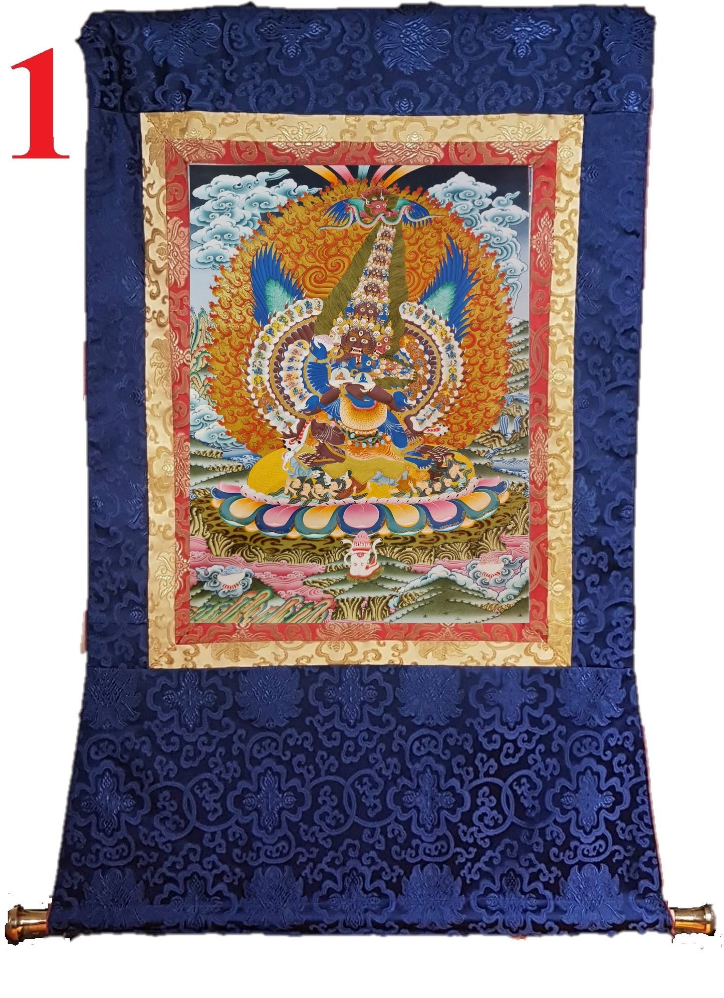287. Kagye Chemchok Heruka Thanka (Thangka). Free Brocade / Free Shipping.