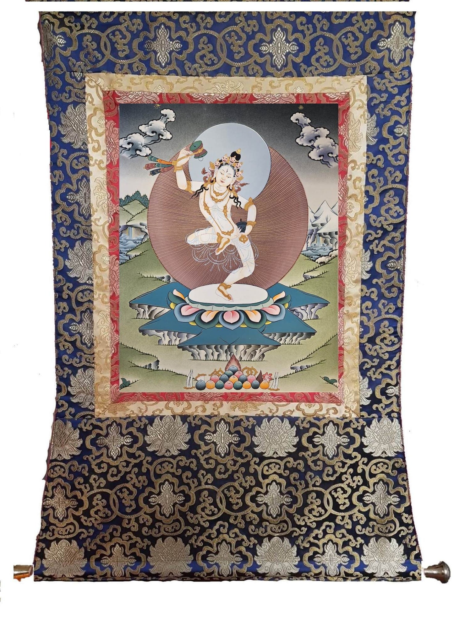 110. Machig Labdron for Chod Practice Thangka (Thanka). Free Brocade / Free Shipping.
