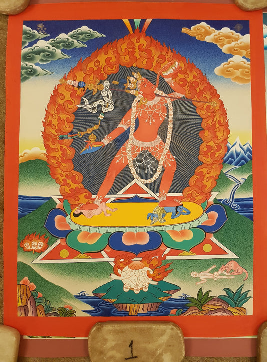 140. Vajrayogini Thangka (Thanka). Free Brocade / Free Shipping.