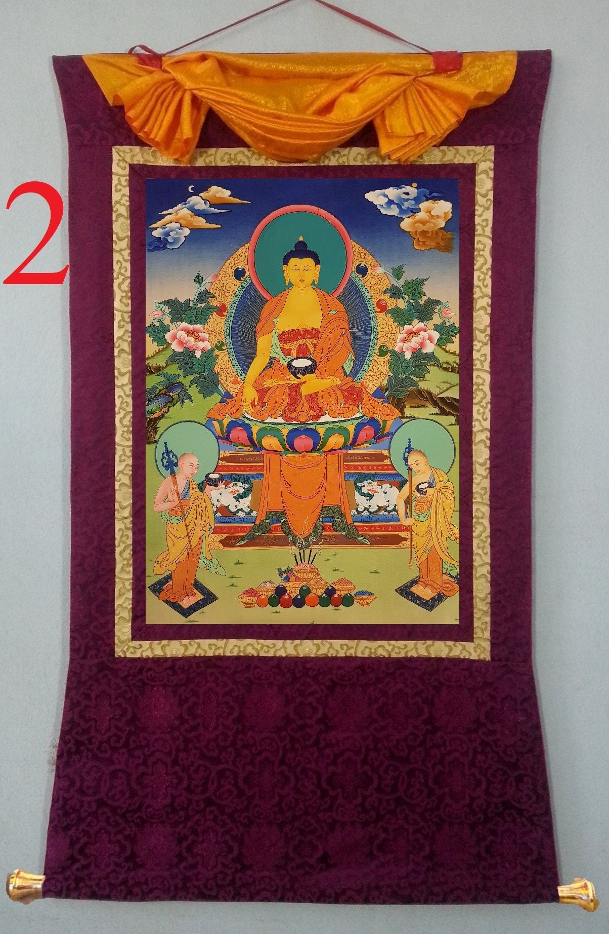 111. Shakyamuni Buddha Thangka (Thanka). Free Brocade / Free Shipping.
