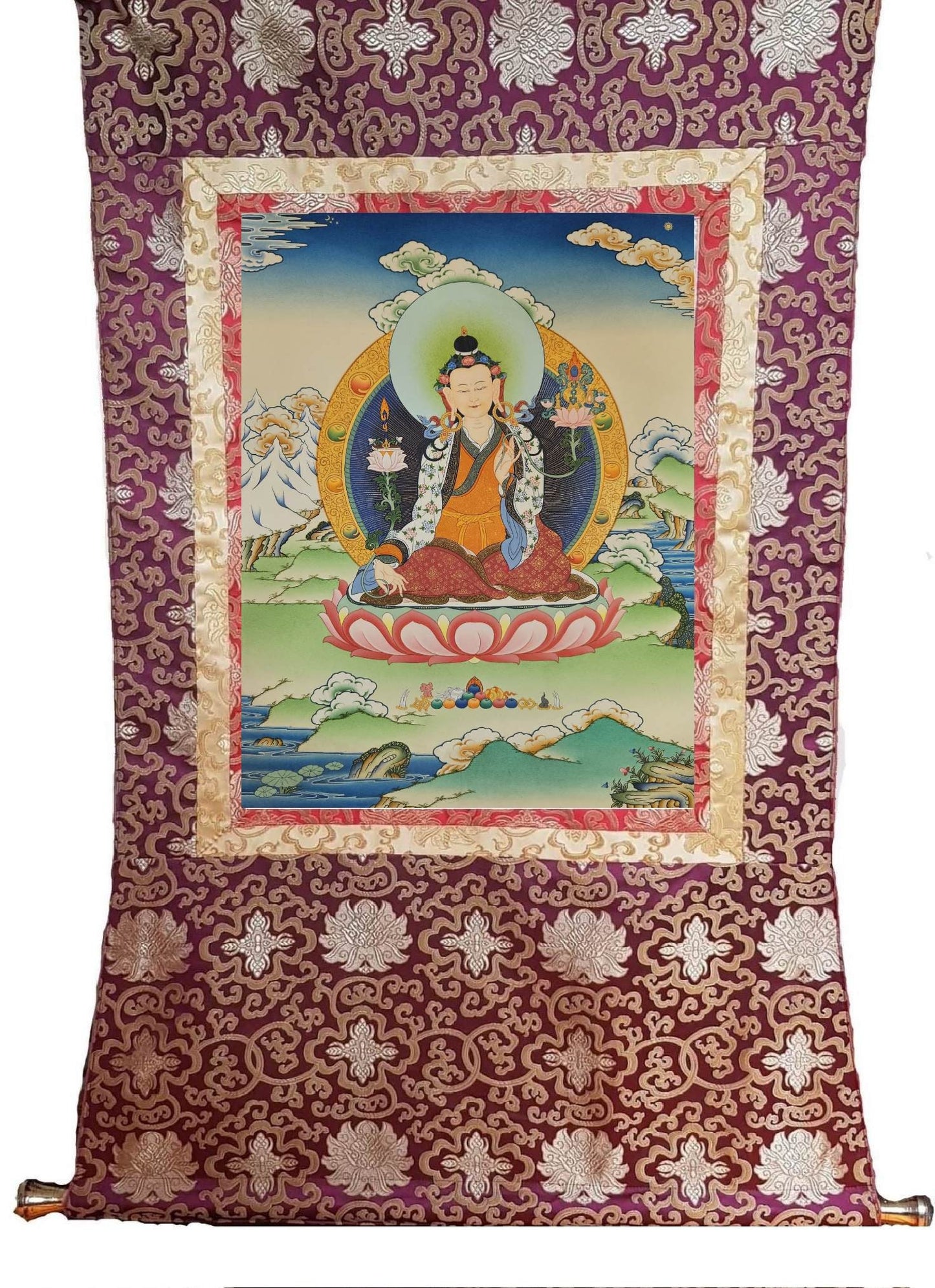 316. Yuthok the Elder "Father of Sowa Rigpa" Thangka (Thanka). Free Brocade / Free Shipping.