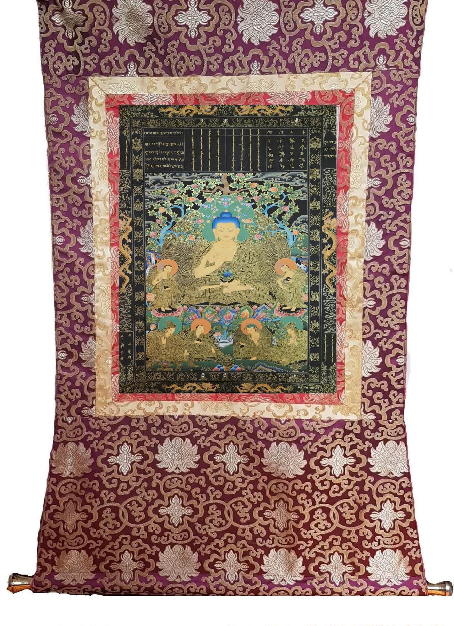 370. Buddha Kanakamuni Konagamana Kanakagamana Thangka (Thanka). Free Brocade / Free Shipping.