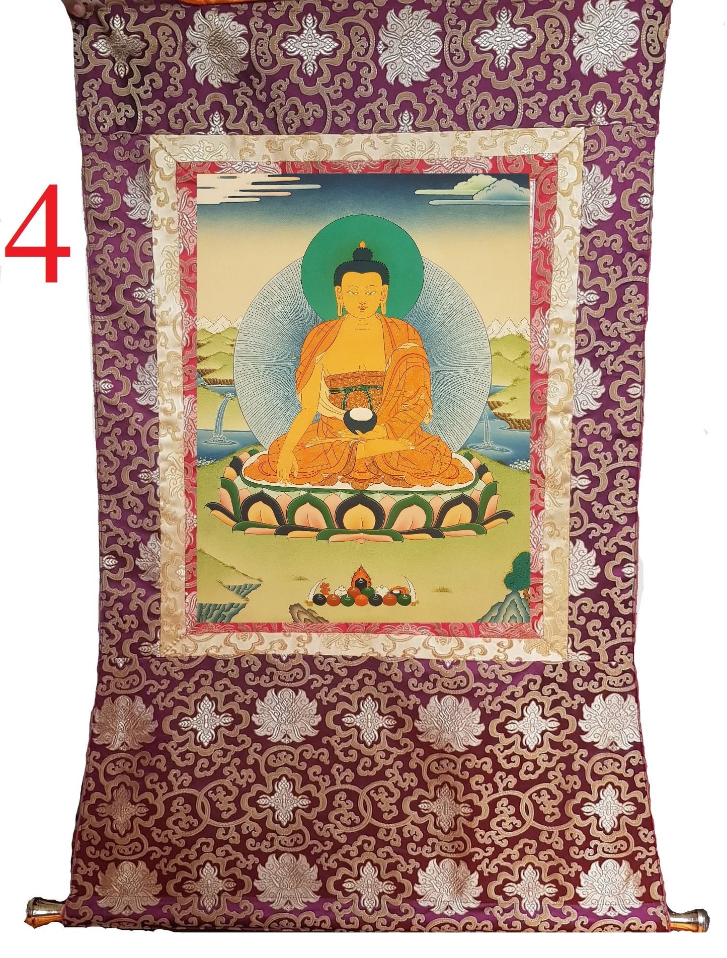 115. Shakyamuni Buddha Thangka (Thanka). Free Brocade / Free Shipping.