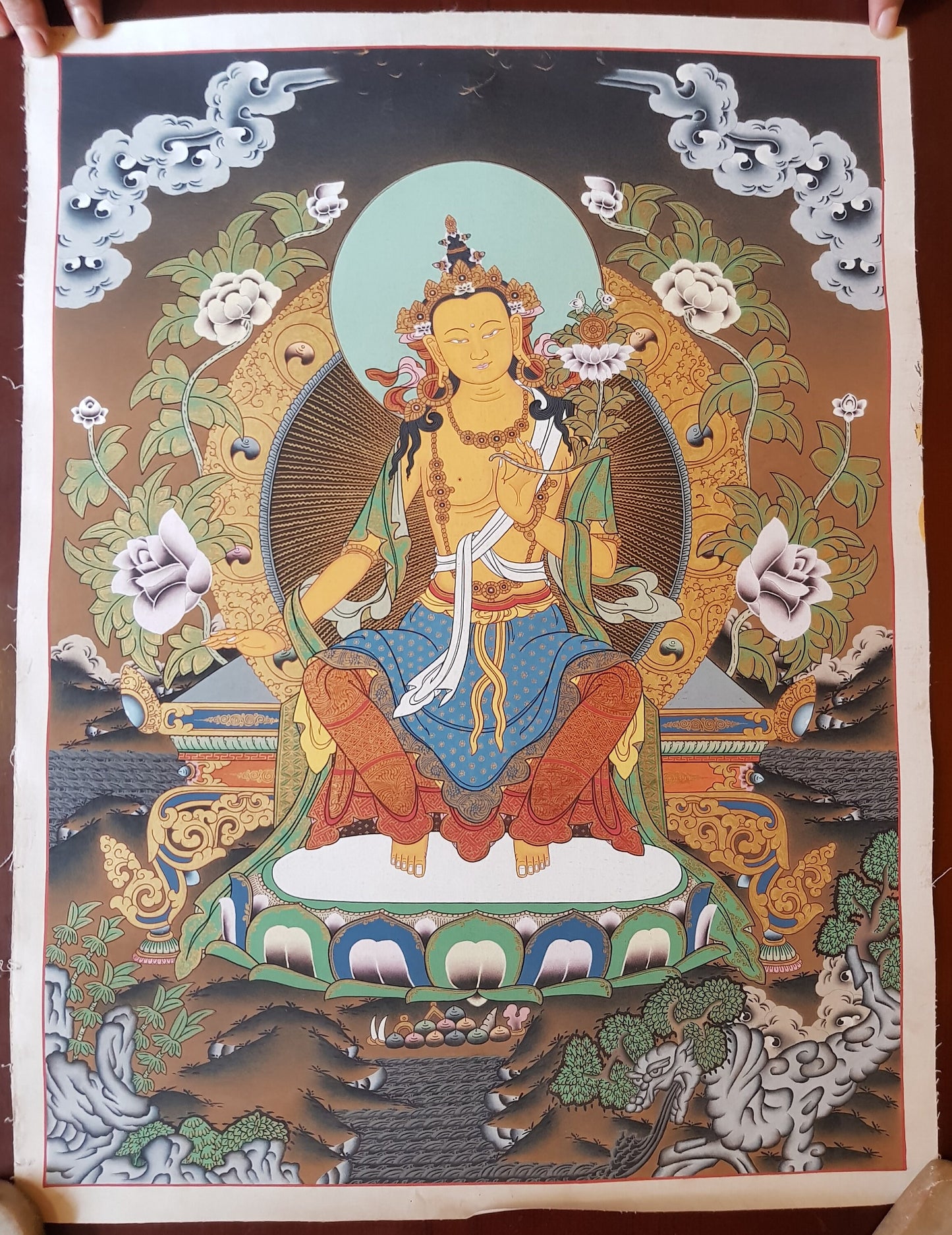138. Maitreya (Metteyya) Buddha Thangka (Thanka). Free Brocade / Free Shipping.