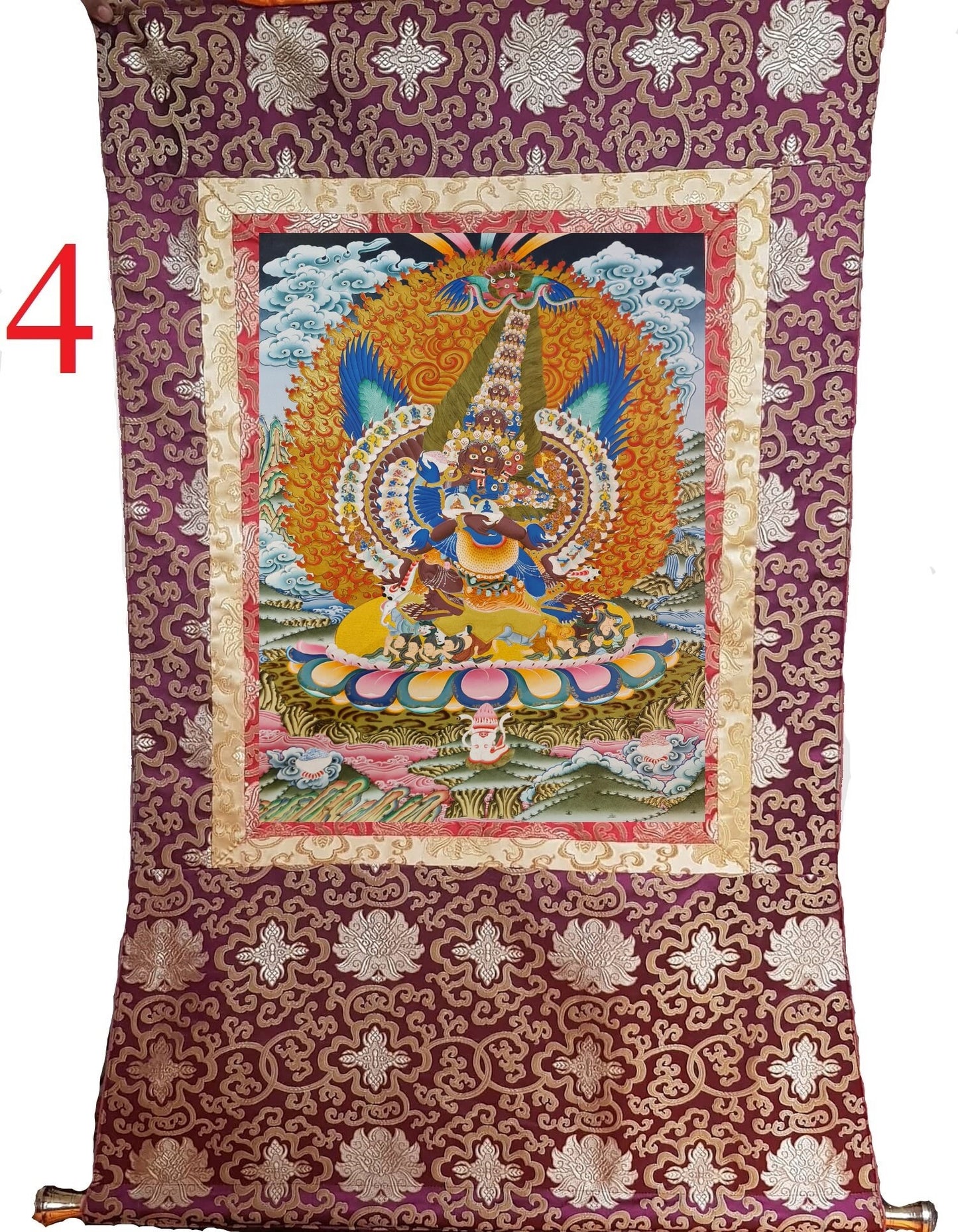 287. Kagye Chemchok Heruka Thanka (Thangka). Free Brocade / Free Shipping.