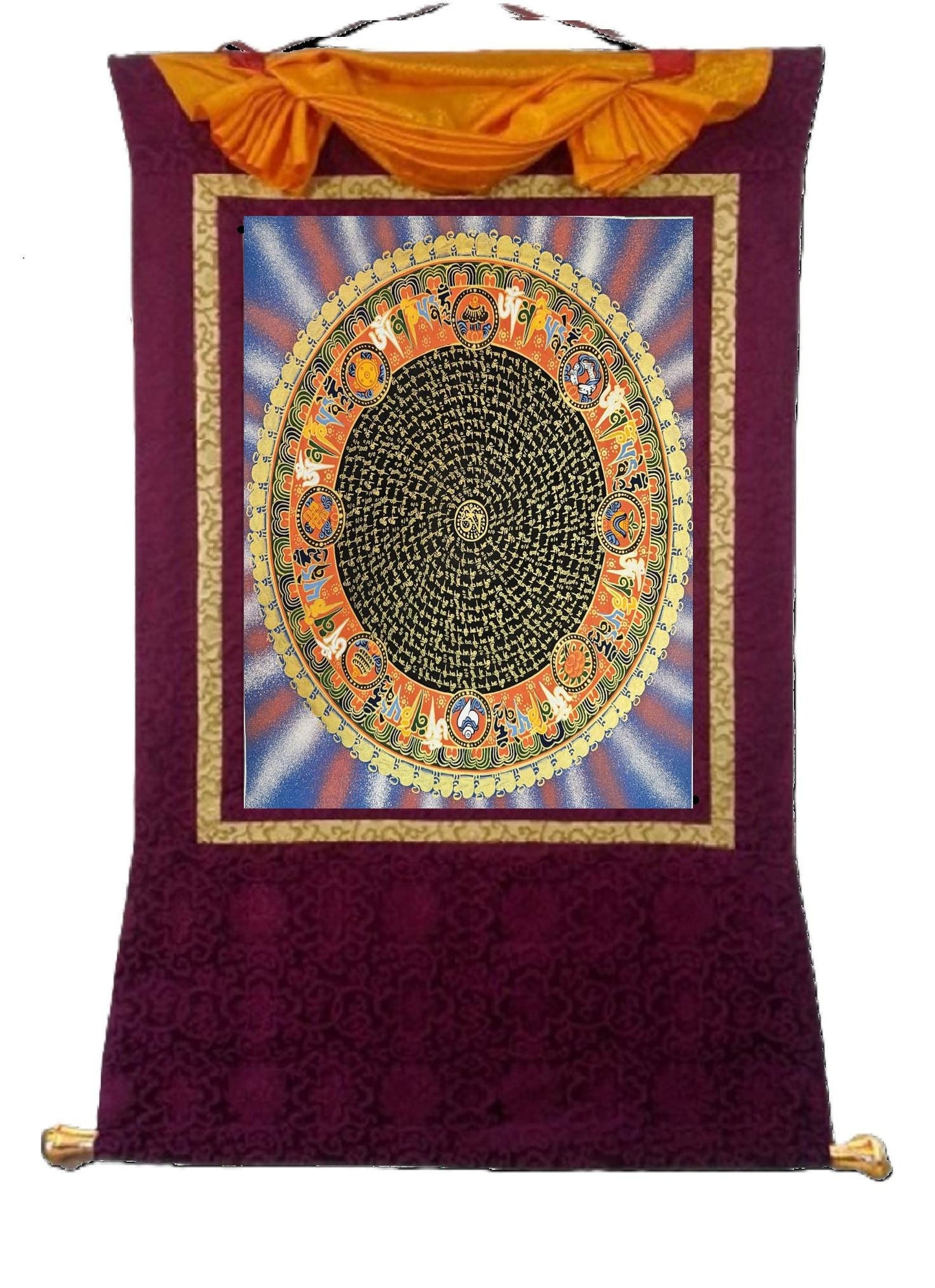349. Mantra Mandala Thangka (Thanka). Free Brocade / Free Shipping.
