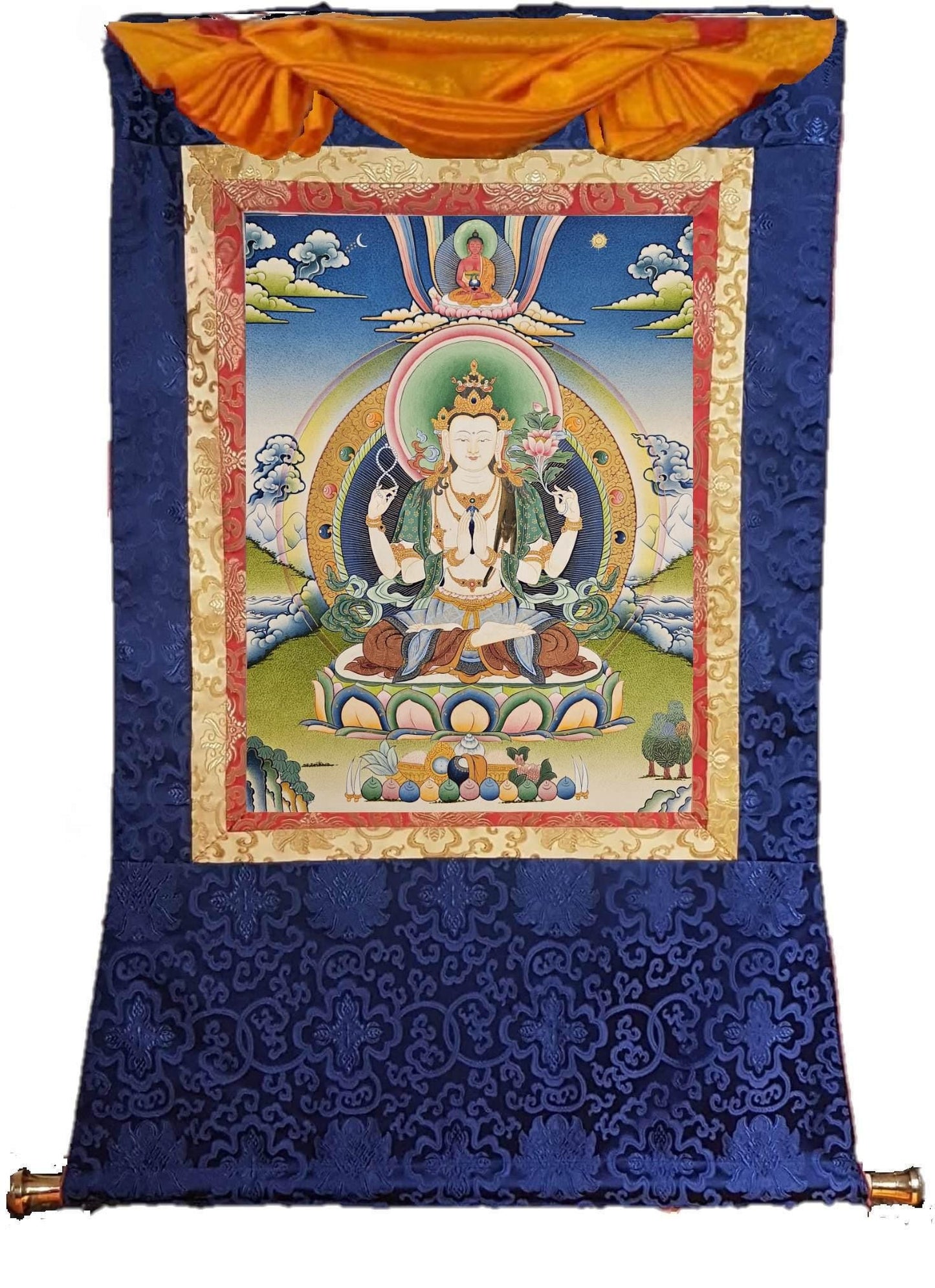 17. Chenrezig Thangka (Thanka). Free Brocade / Free Shipping.