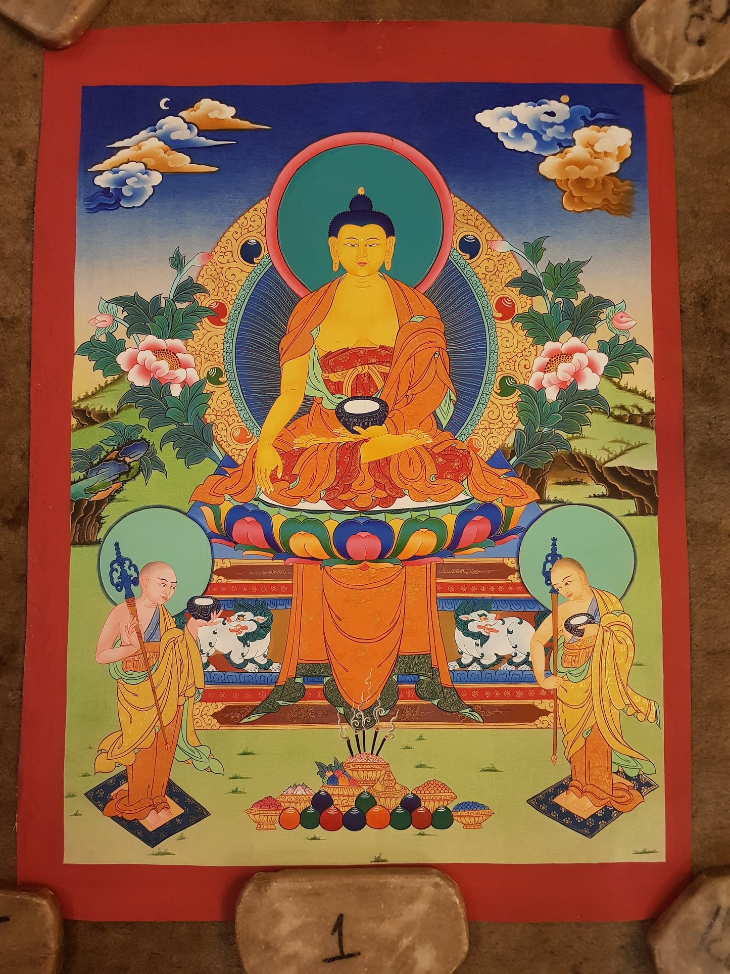111. Shakyamuni Buddha Thangka (Thanka). Free Brocade / Free Shipping.