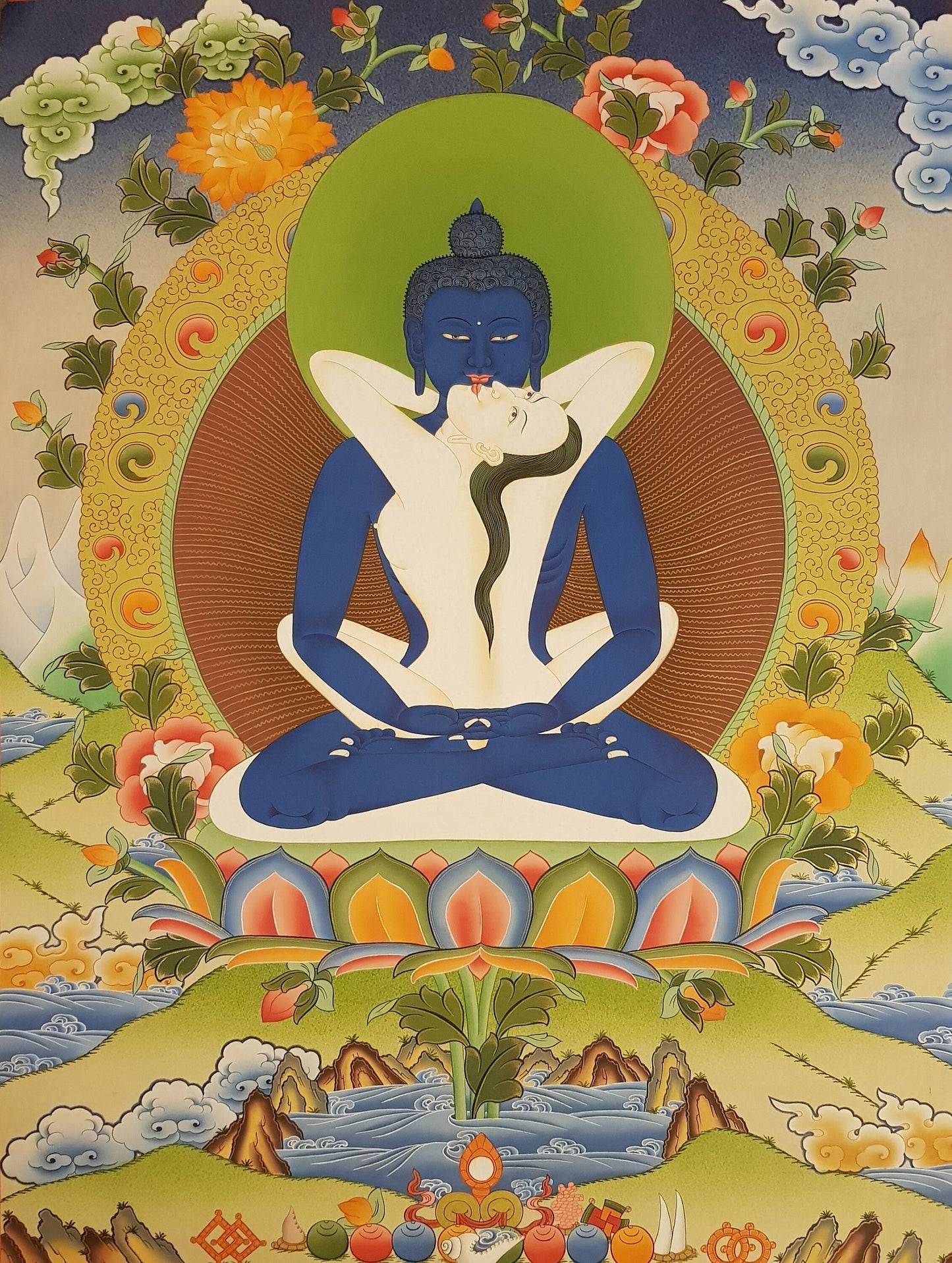 103. Samantabhadra Thangka (Thanka). Free Brocade / Free Shipping.
