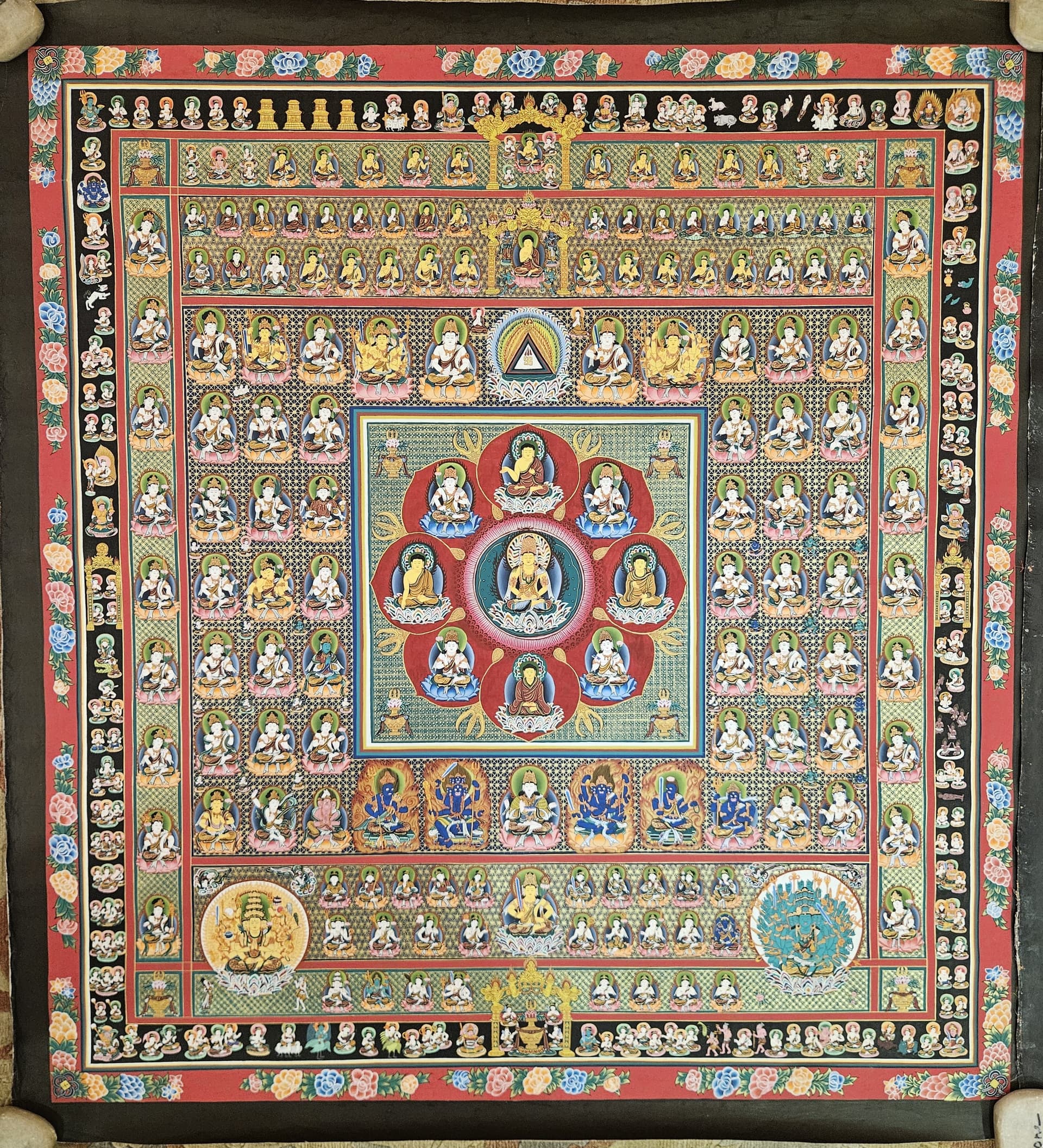 Ryokai Mandala Thanka: Dharma Dhatu, Vajra Dhatu, Japanese Gods