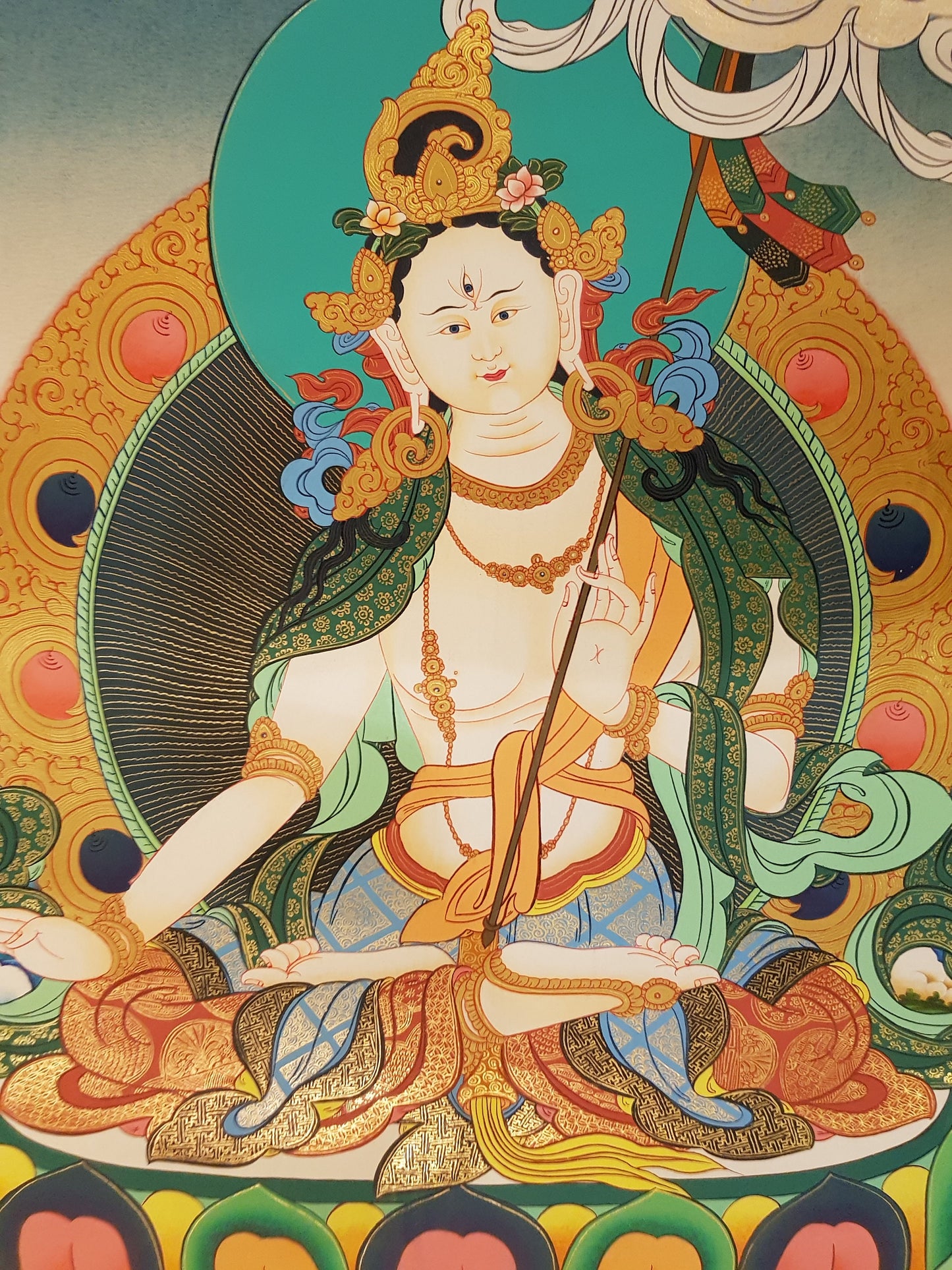 127. Two Arm Dukkar Thangka (Thanka). Free Brocade / Free Shipping.